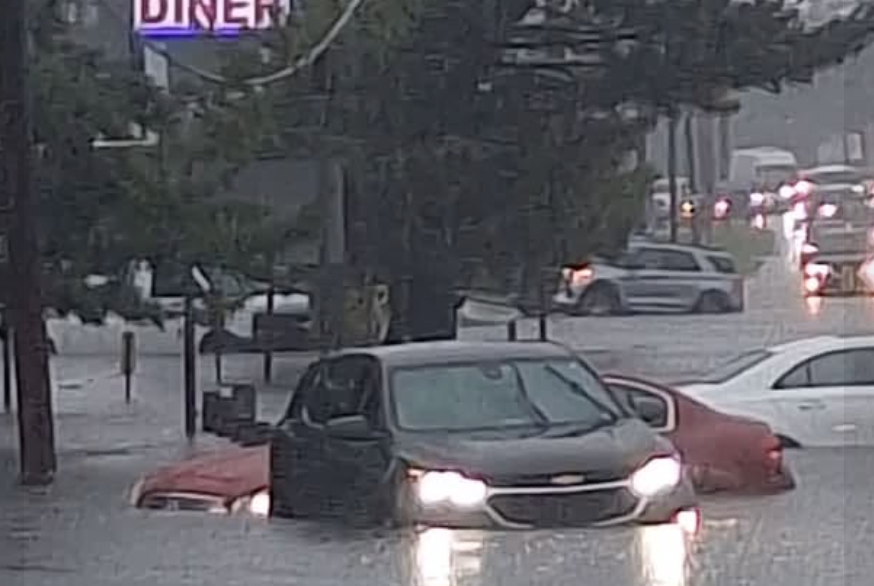 Images shared by the Monmouth County Sheriff's Office showed cars partially submerged in water because of the floods