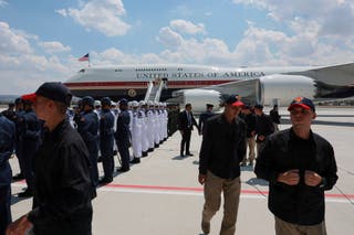 A view of the Air Force One carrying U.S. President Donald Trump for a NATO summit, at Etimesgut Air Base, in Ankara, Turkey, July 7, 2026. REUTERS/Jonathan Ernst