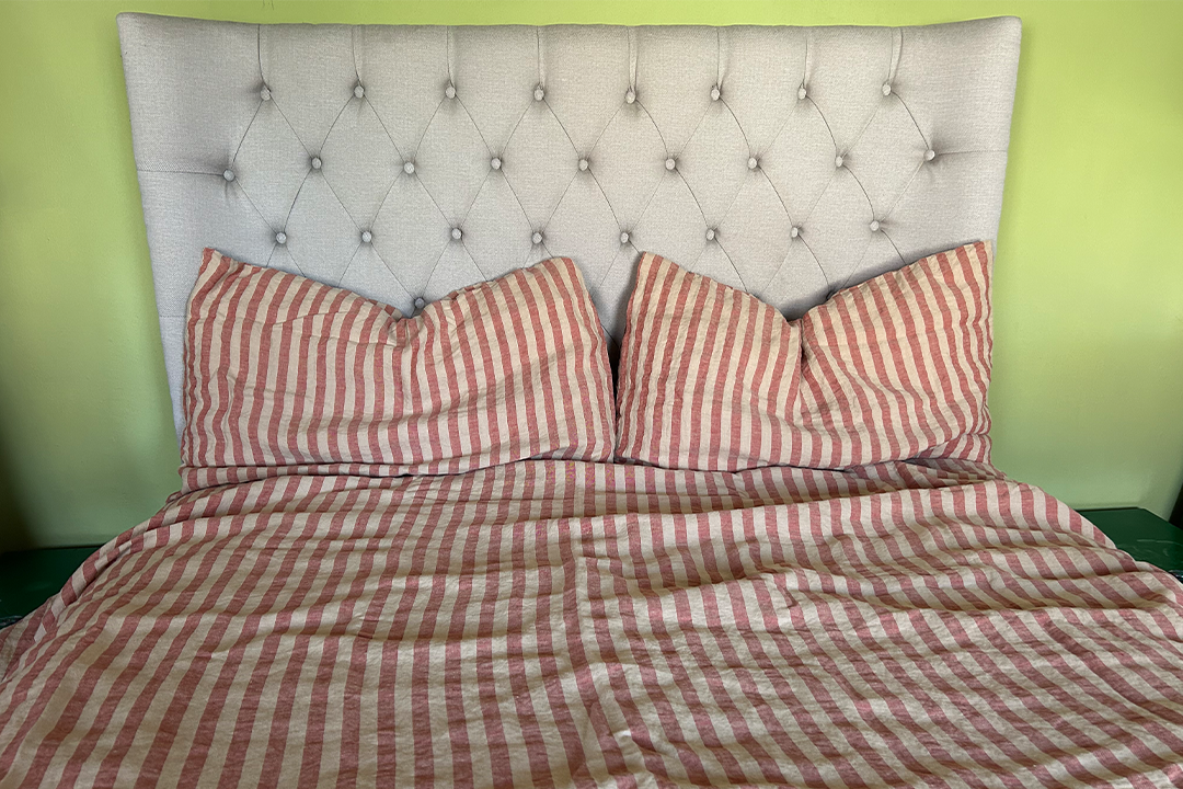 There is also a linen blend version in the same stripe but the pure linen has the better drape and texture (Ali Howard/The Independent)