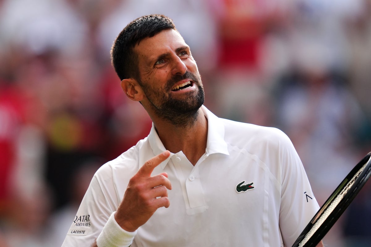 Novak Djokovic competing in the 2026 Wimbledon quarterfinals