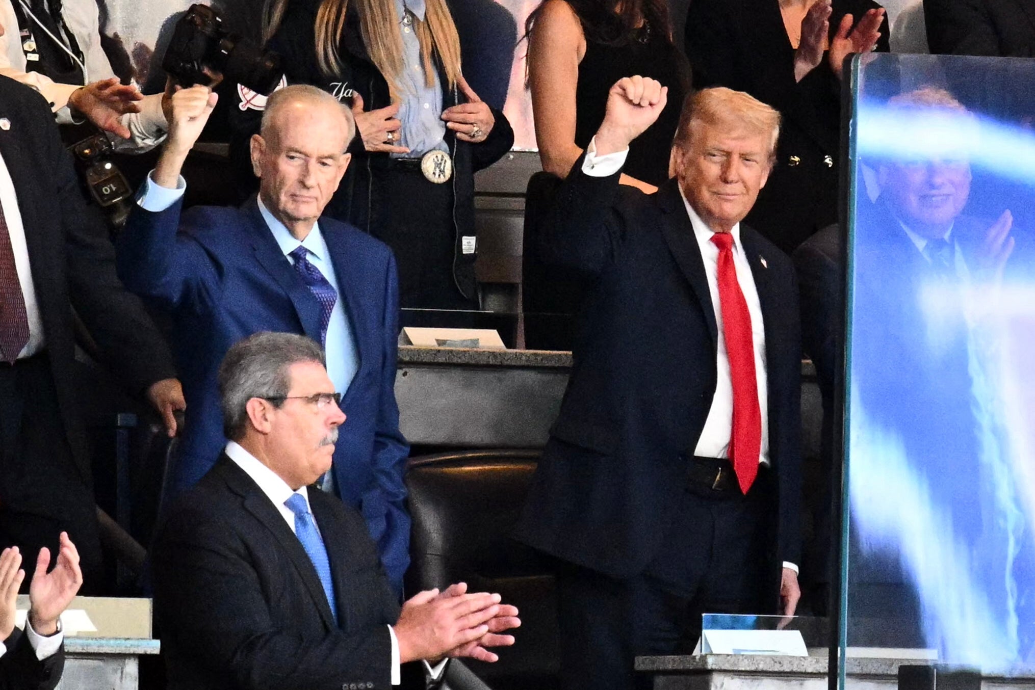 Former Fox News host Bill O’Reilly, pictured left alongside President Donald Trump, insinuated Americans who complain about high prices should be investing in the stock market