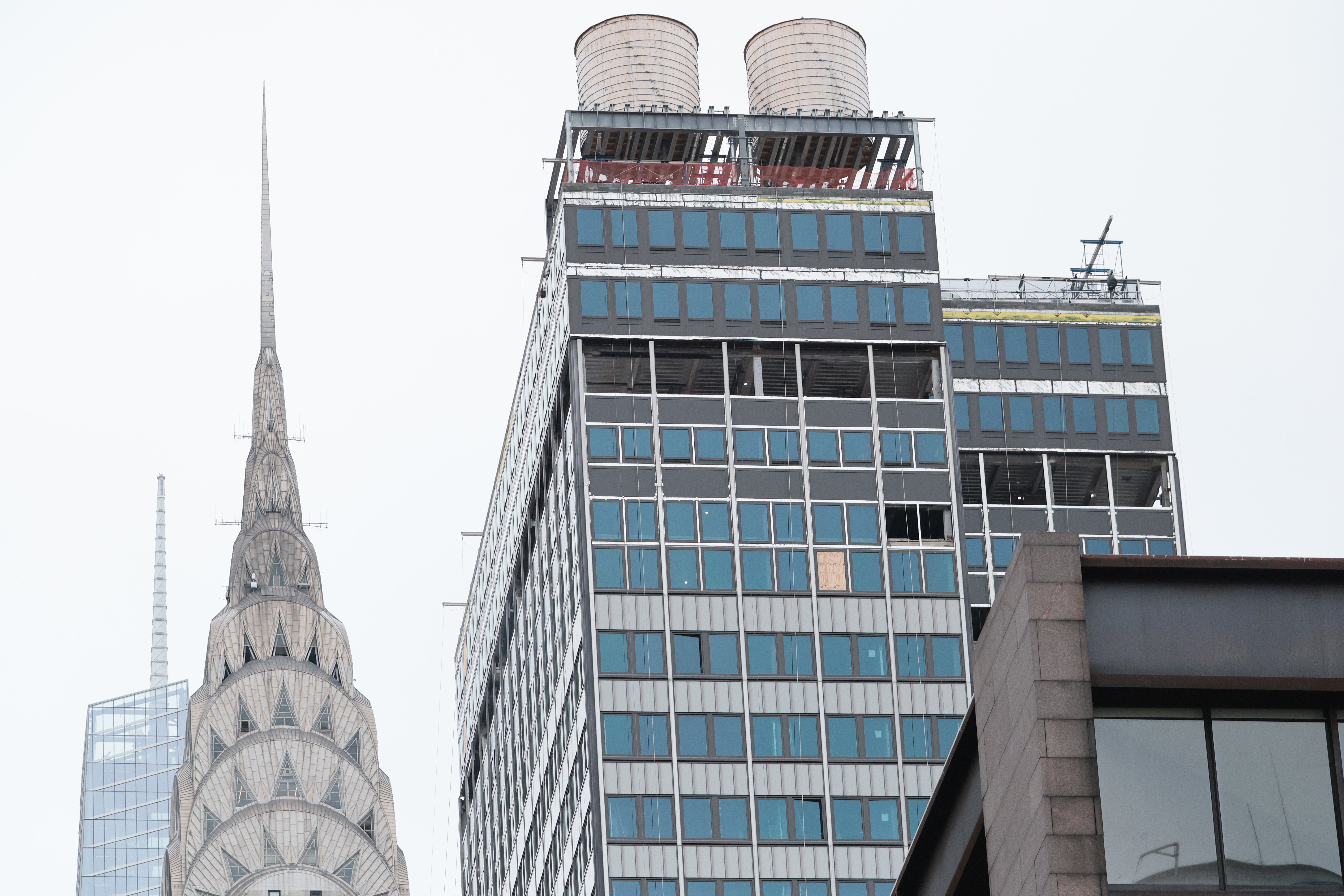 Law enforcement evacuated construction workers inside the midtown Manhattan building, as well as people in surrounding areas, as a result of the compromised support column