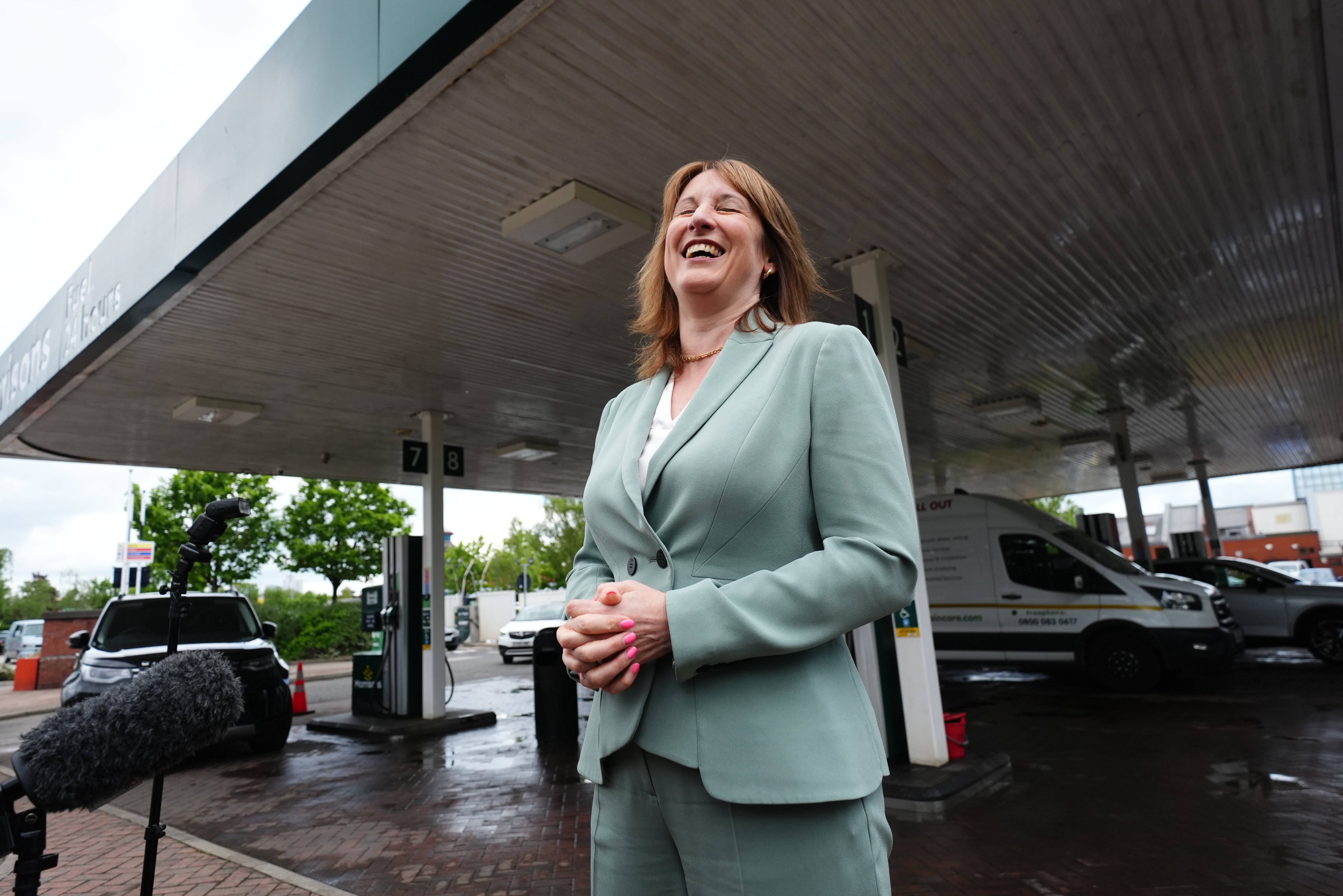 Rachel Reeves during a visit to a petrol station in Leeds (Jacob King/PA)