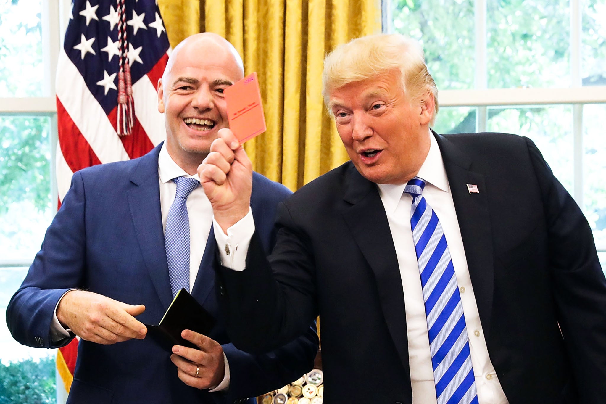 Donald Trump revealed he lobbied Gianni Infantino to review Balogun’s red card (Getty)