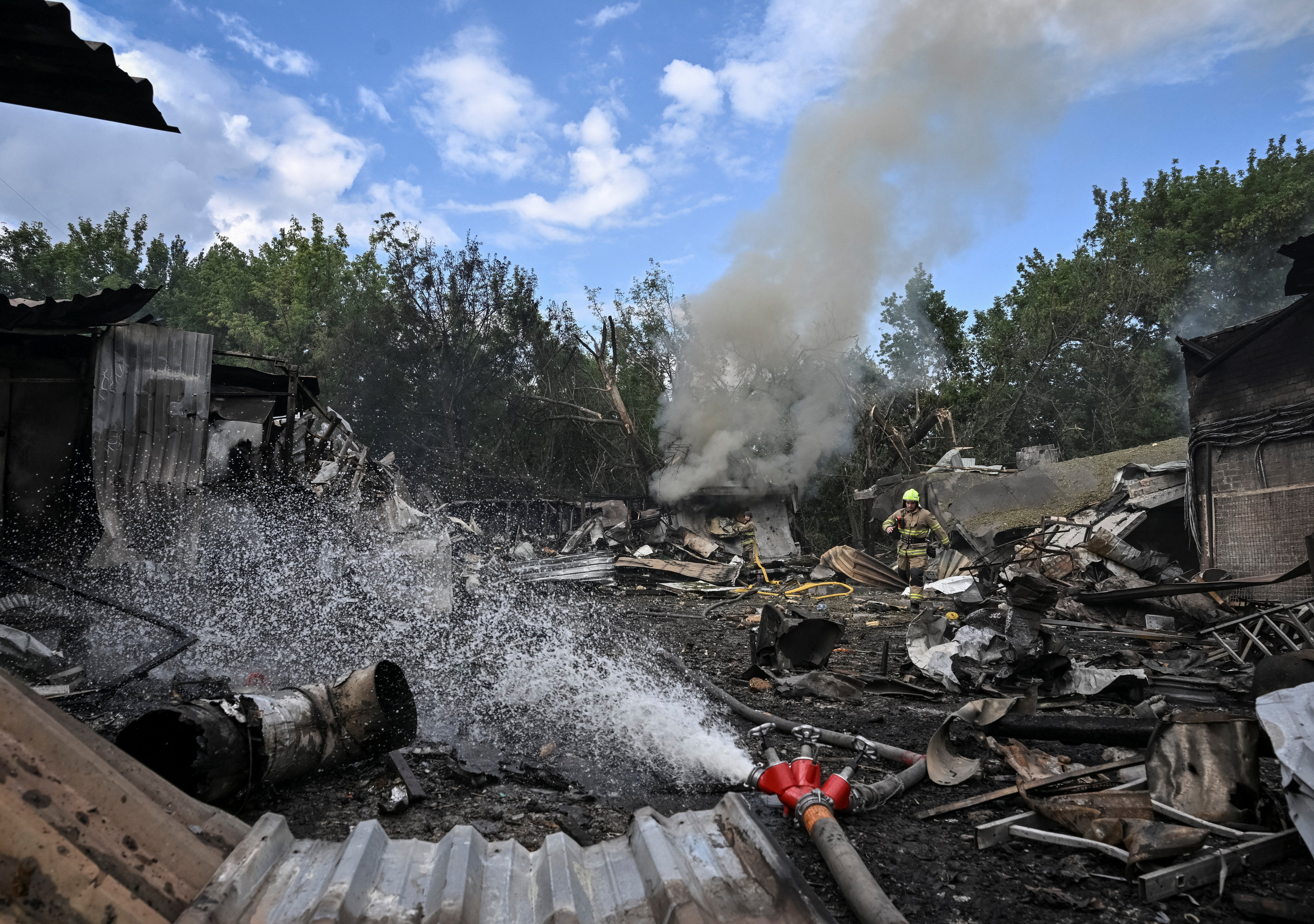 Rescuers work at a site of a Russian air strike, amid Russia's attack on Ukraine, in Zaporizhzhia, Ukraine July 8, 2026. (Reuters)