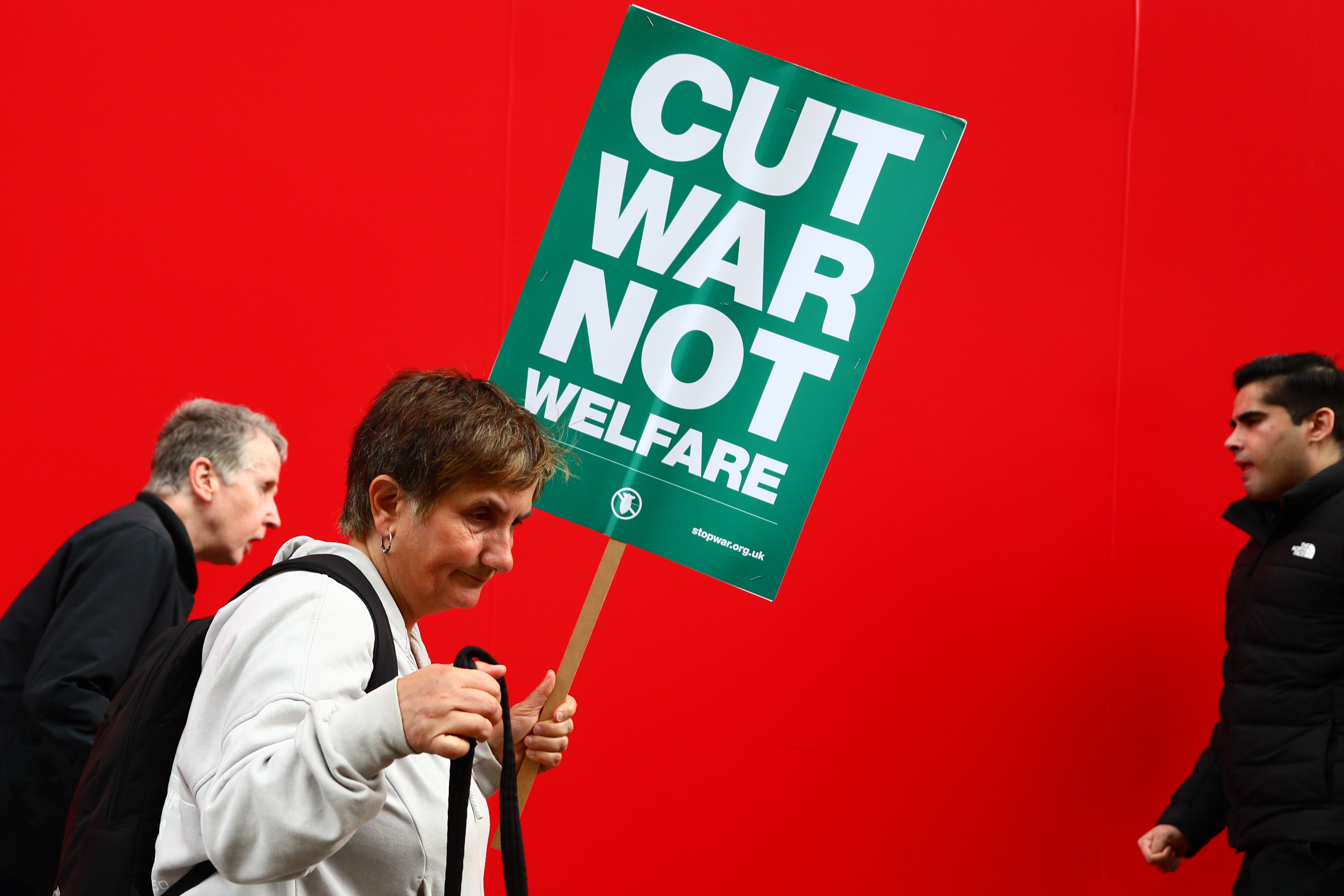 A protester against Labour's proposed welfare cuts, June 2025
