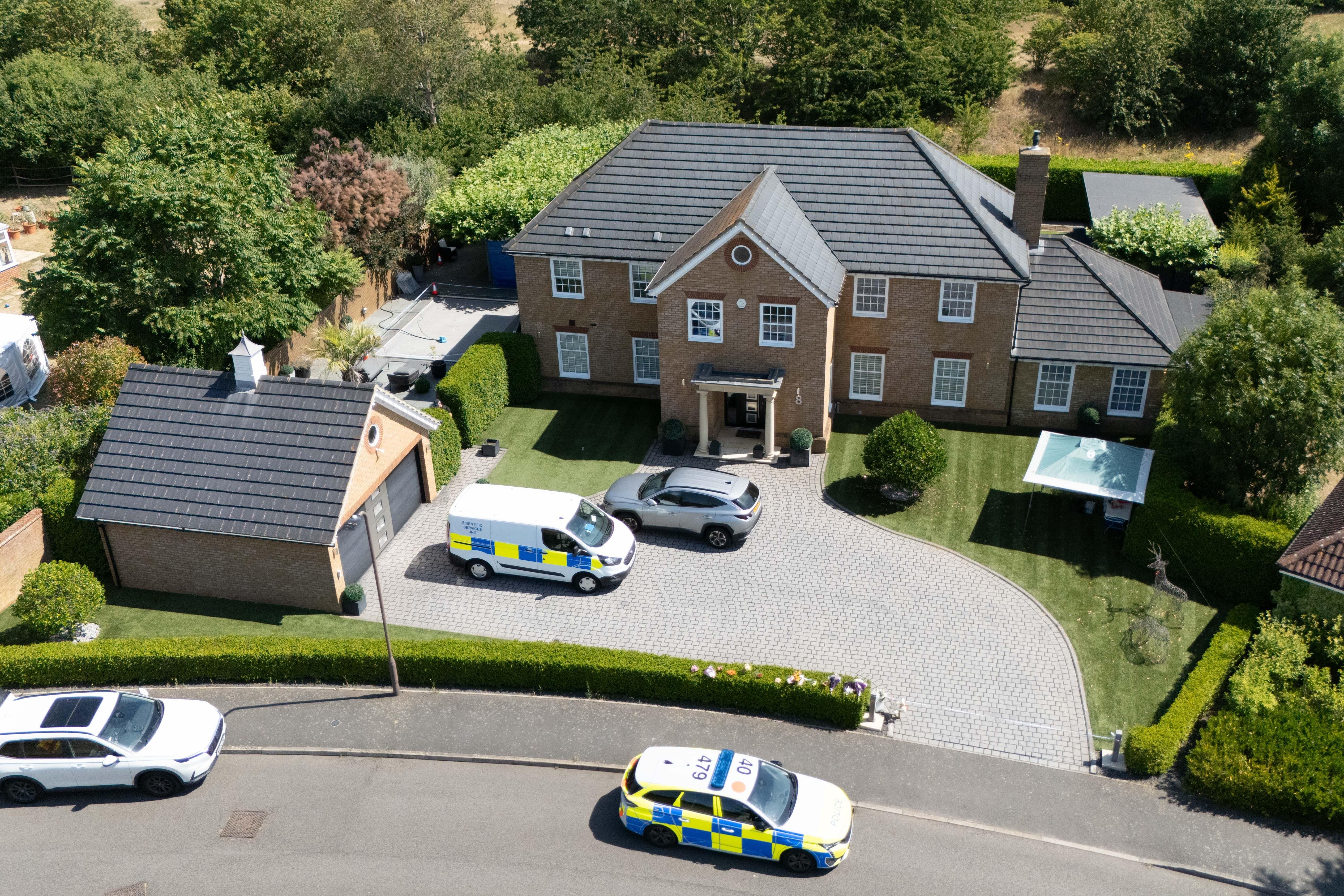 A scene at a house in Carnoustie Drive, Great Denham, near Bedford (Jacob King/PA)