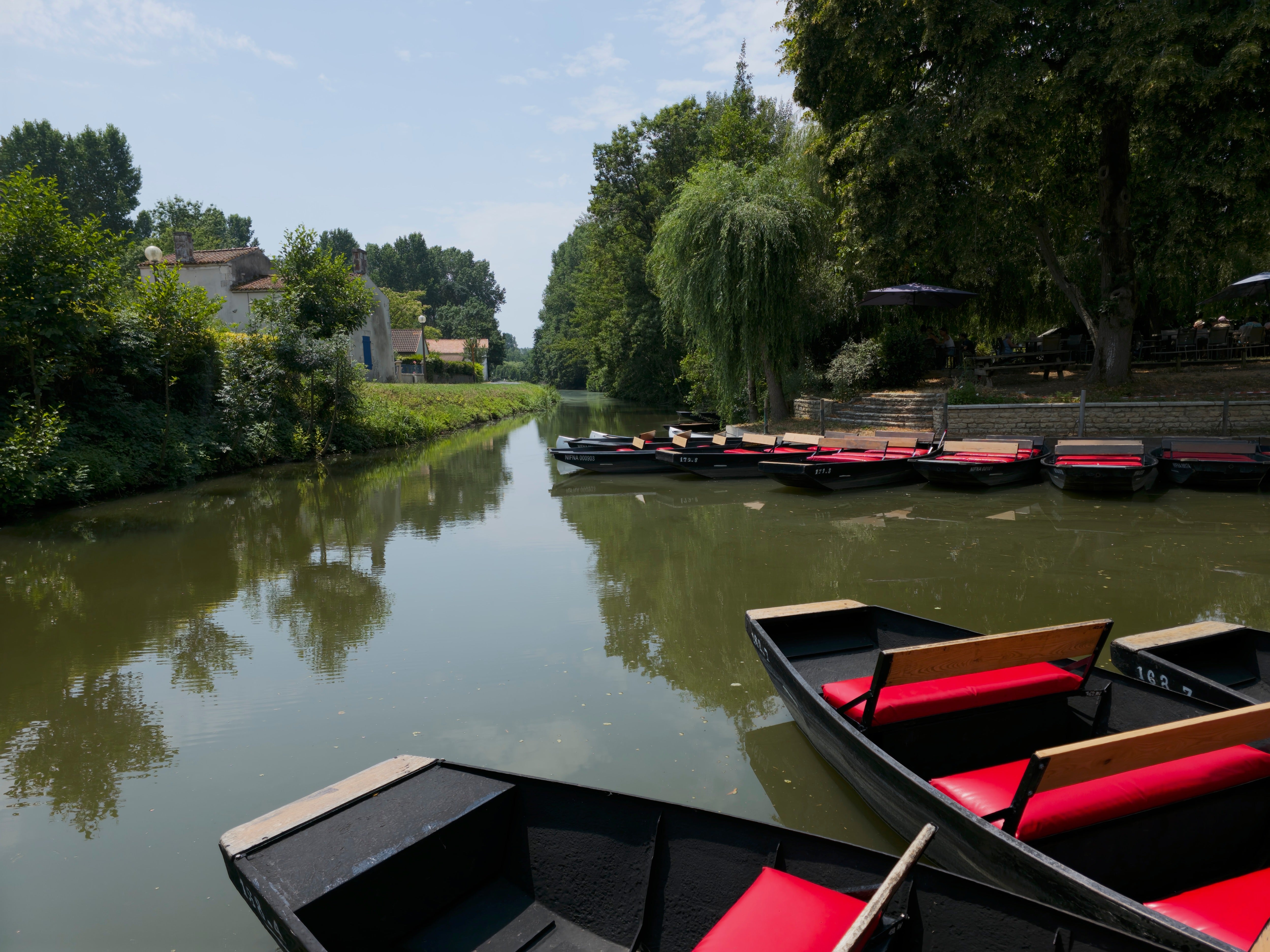 The flat-bottomed boats used to travel between villages