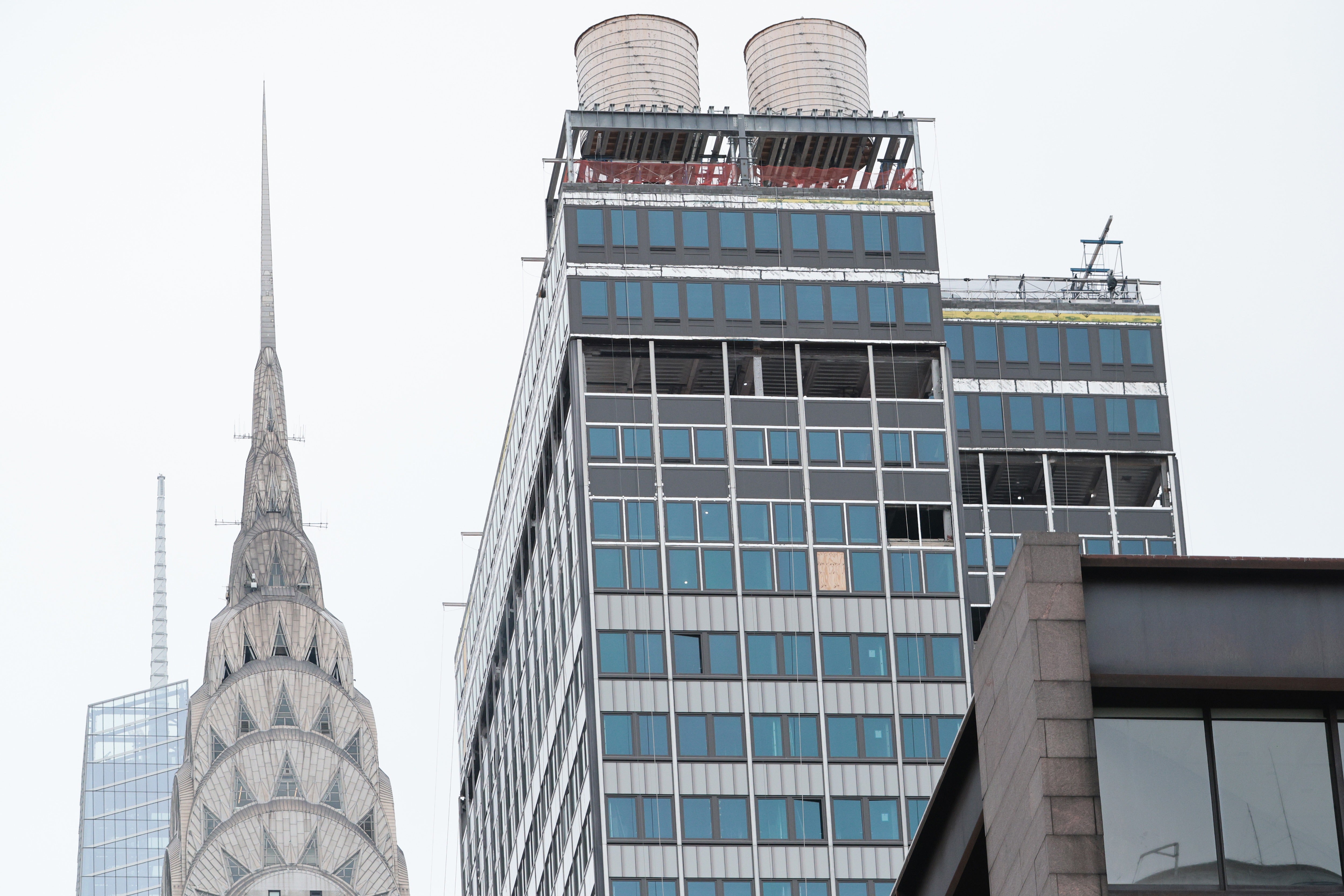 Several of the building's upper floor windows were seen boarded up on Tuesday
