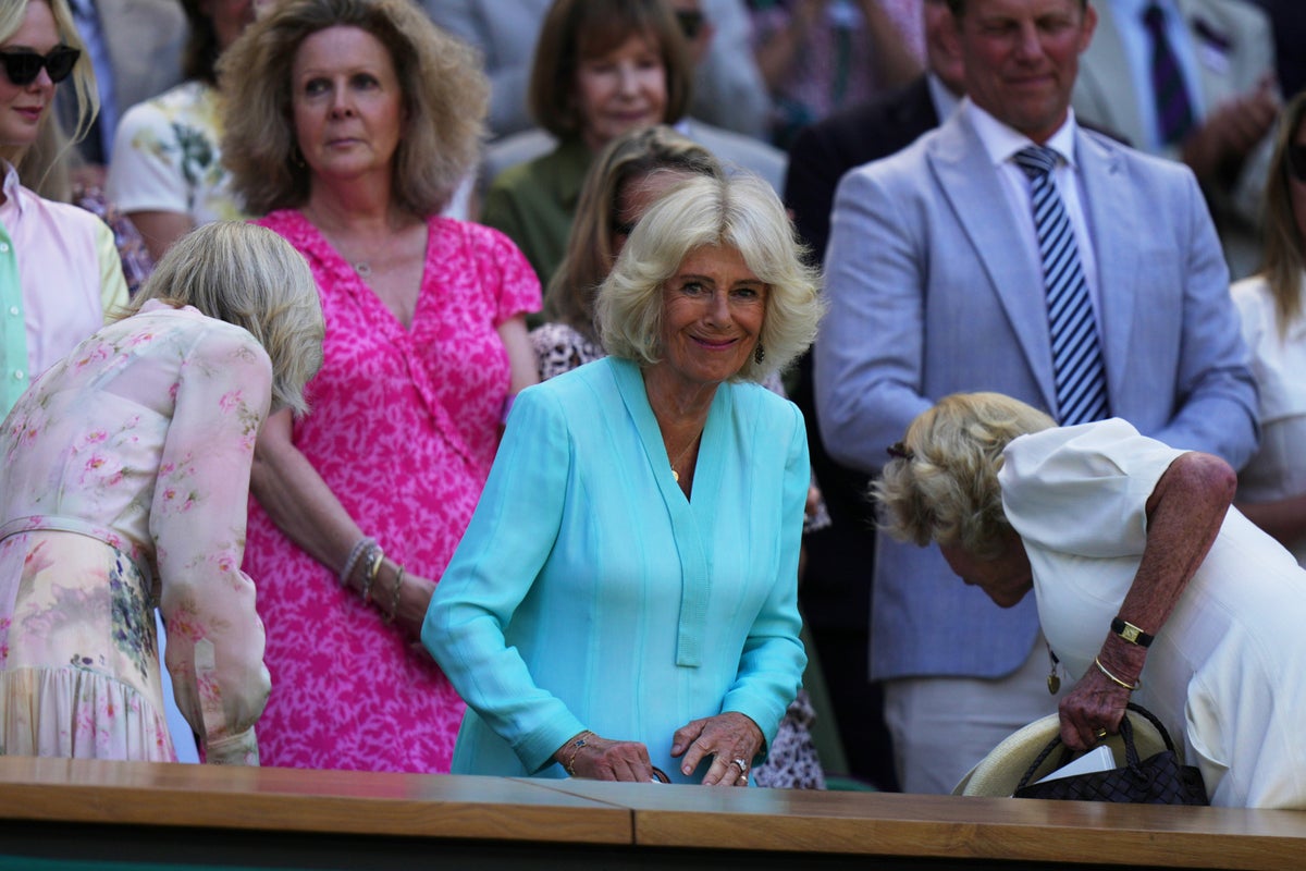 Queen Camilla visits Wimbledon and is joined by actor who played her husband