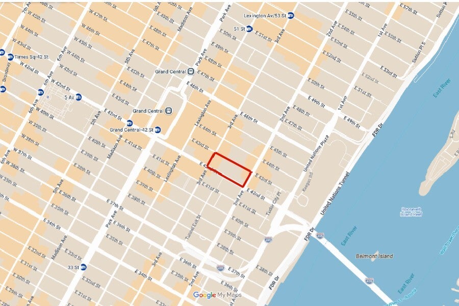 The 'frozen zone' now encompasses the area between 42nd and 43rd Streets and between 2nd and 3rd Avenue