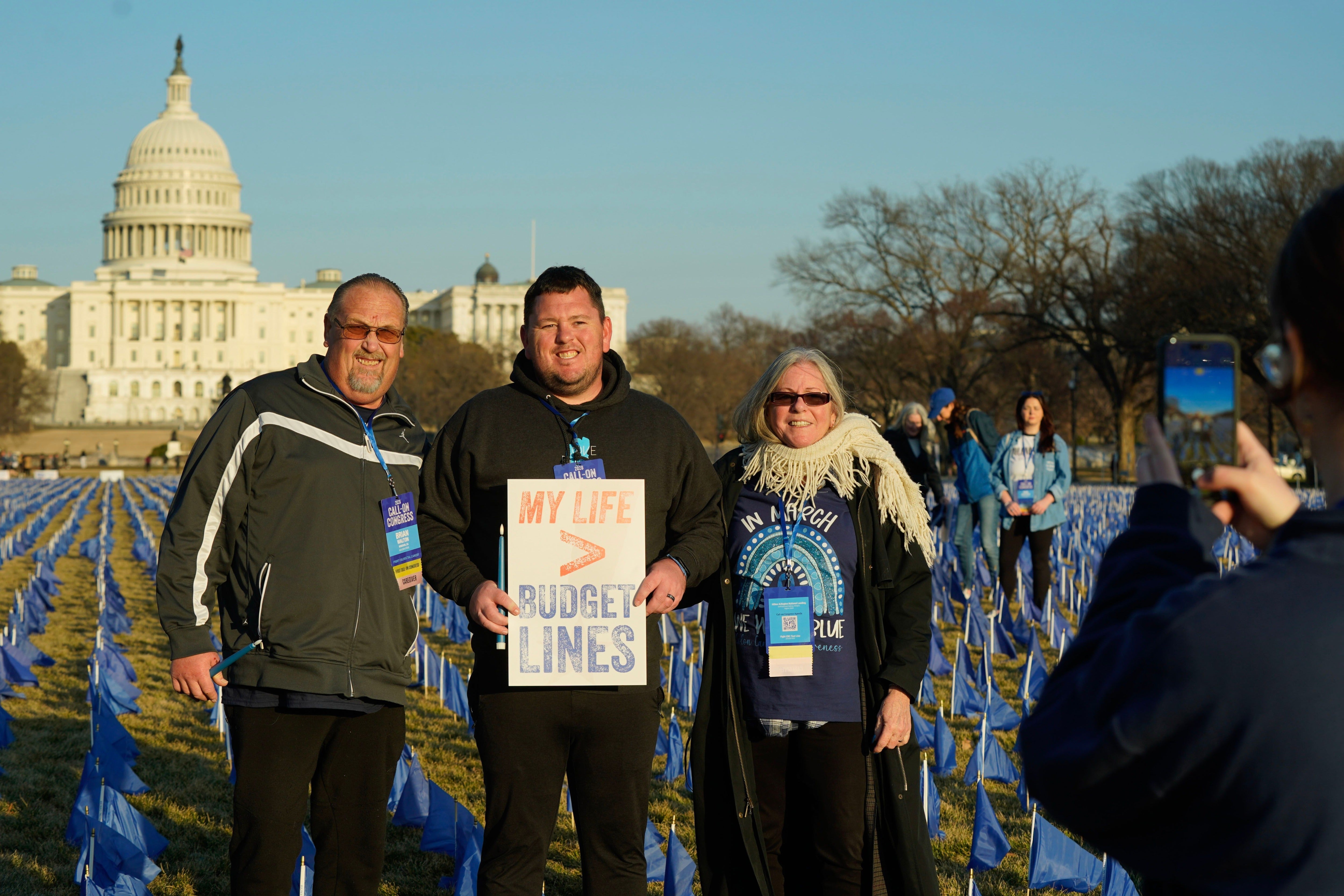 Participants attend an event aimed to raise awareness about colorectal cancer cases in March in Washington, D.C. A new report from the World Health Organization shows rates of cancer are projected to double by 2050