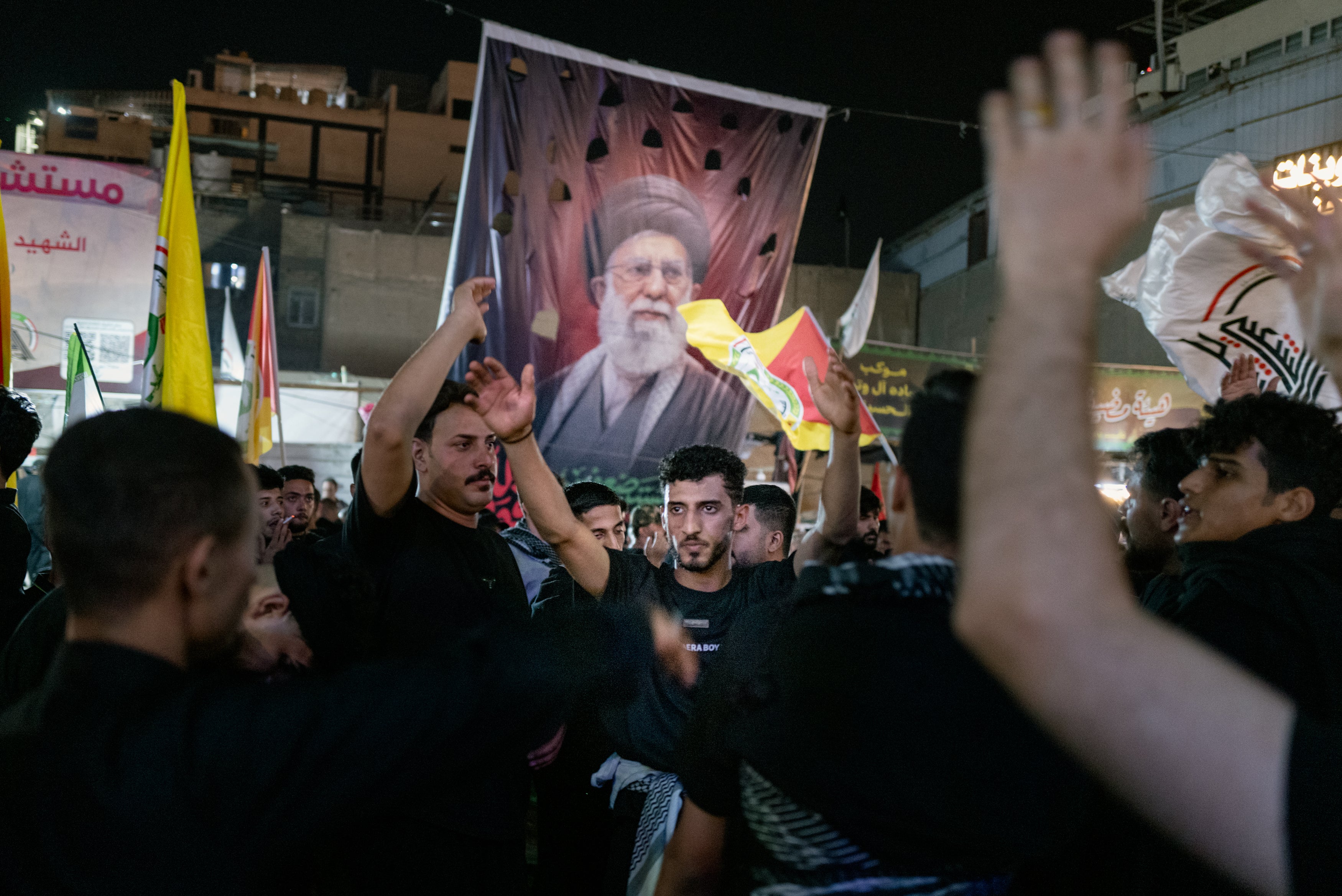 Mourners attend the procession of the funeral of Iran's slain Supreme Leader Ayatollah Ali Khamenei on 8 July 2026 in Karbala, Iraq (Getty)