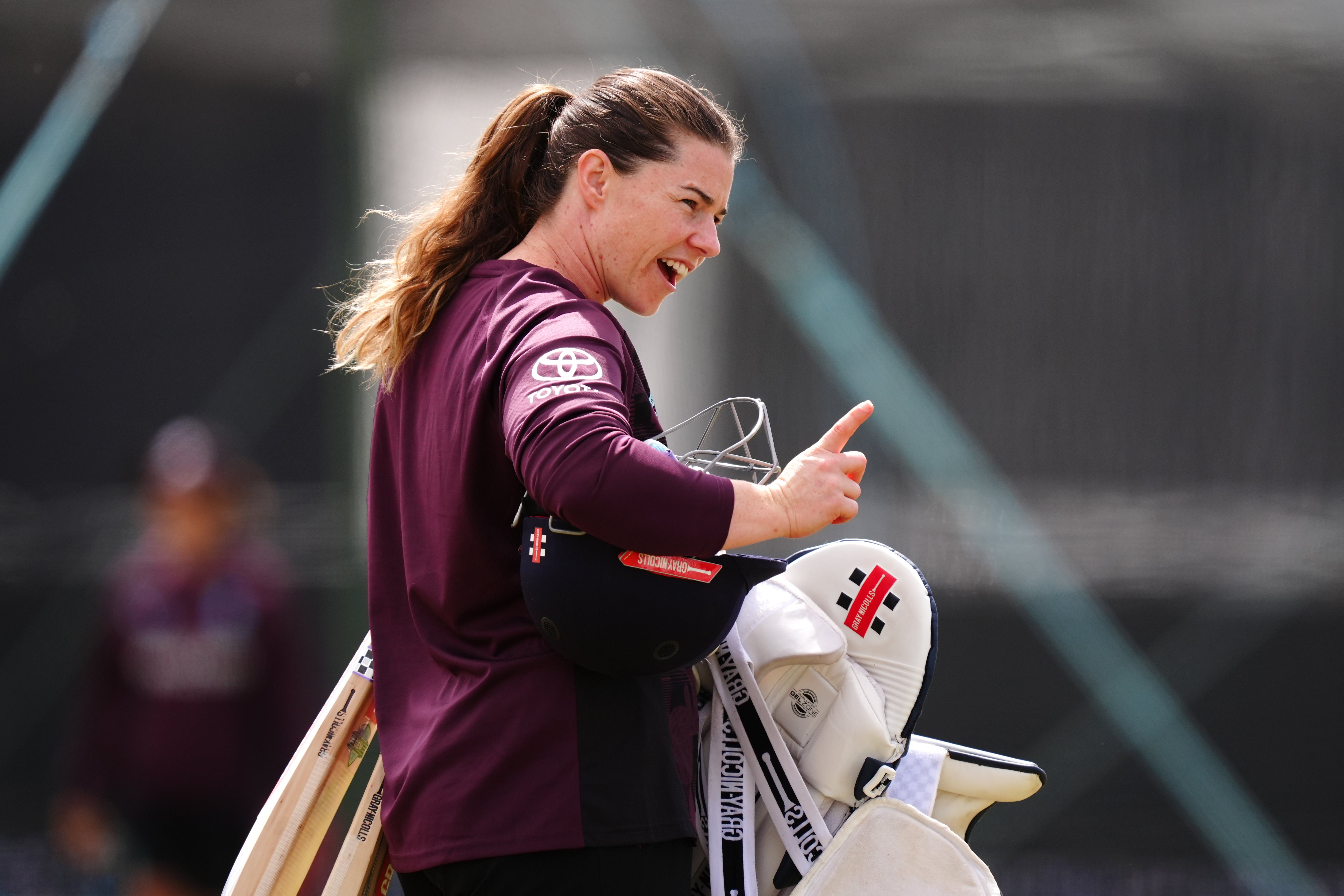 England’s Tammy Beaumont leaves nets with her batting kit (Mike Egerton/PA) (PA Archive)