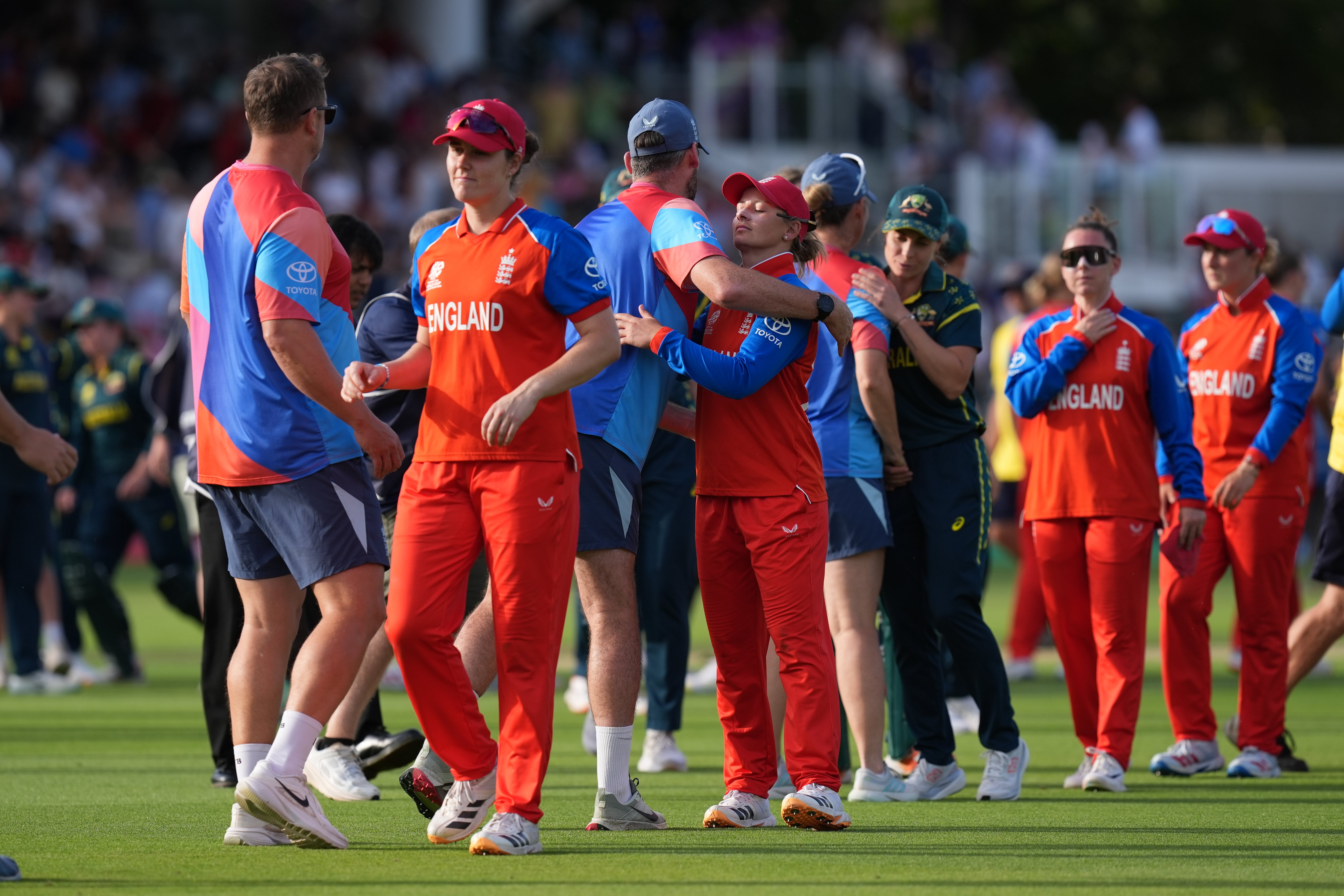 Nat Sciver-Brunt (second left) tasted defeat in the T20 World Cup final at Lord’s (Gareth Fuller/PA) (PA Wire)