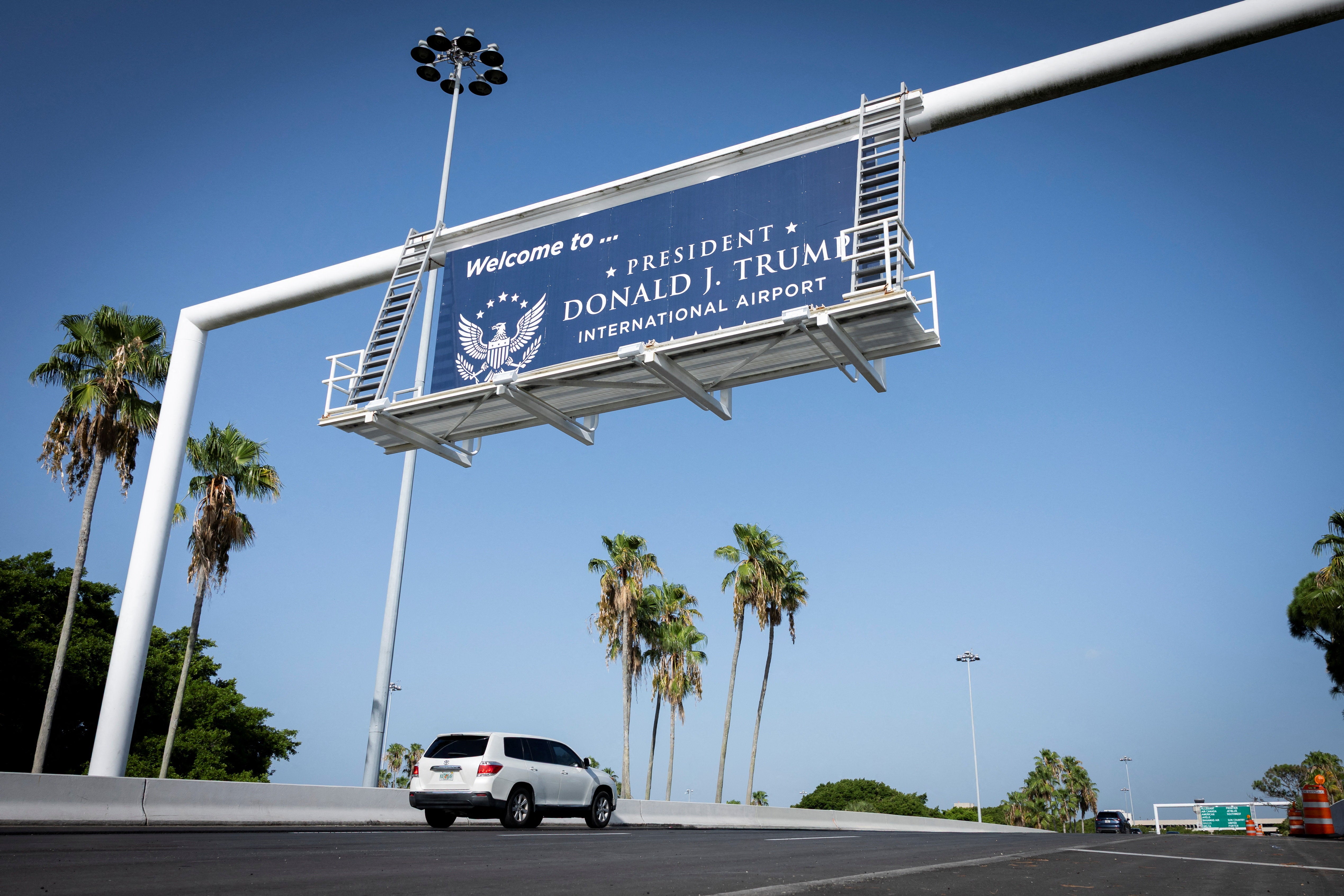 Signs welcoming people to the Florida airport have been updated to reflect the new name