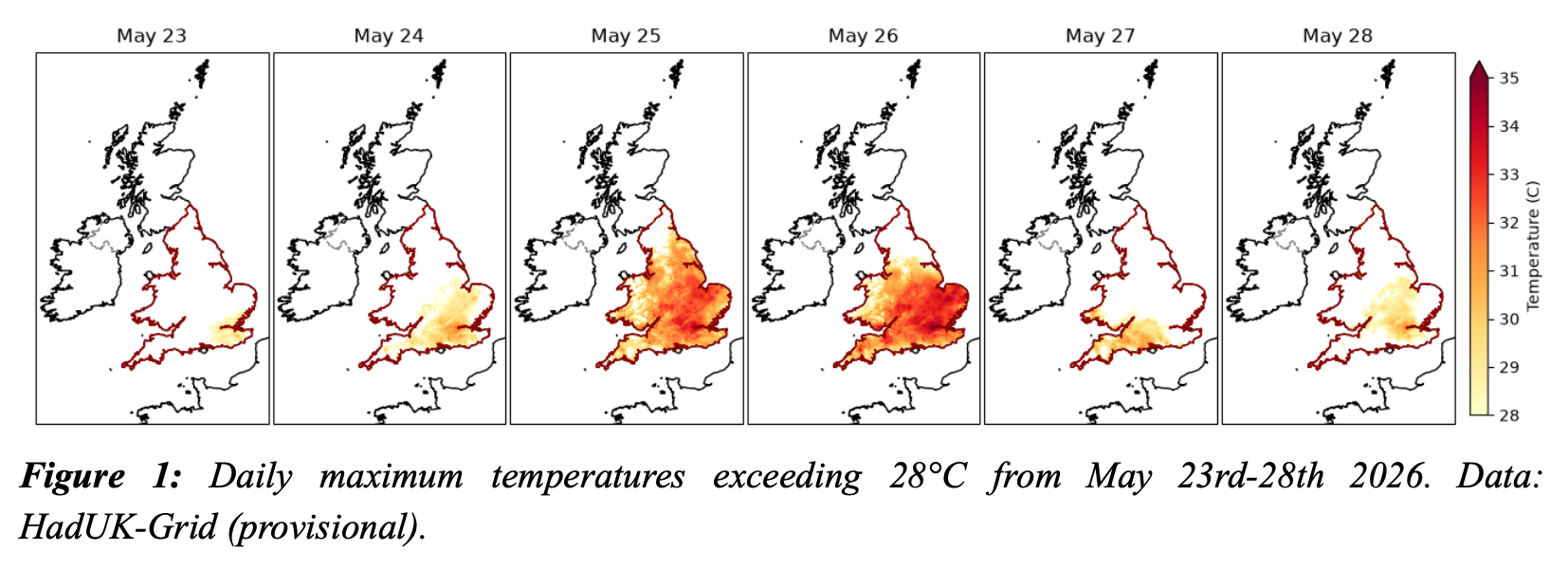Where the heatwave hit 35C in England and Wales in May