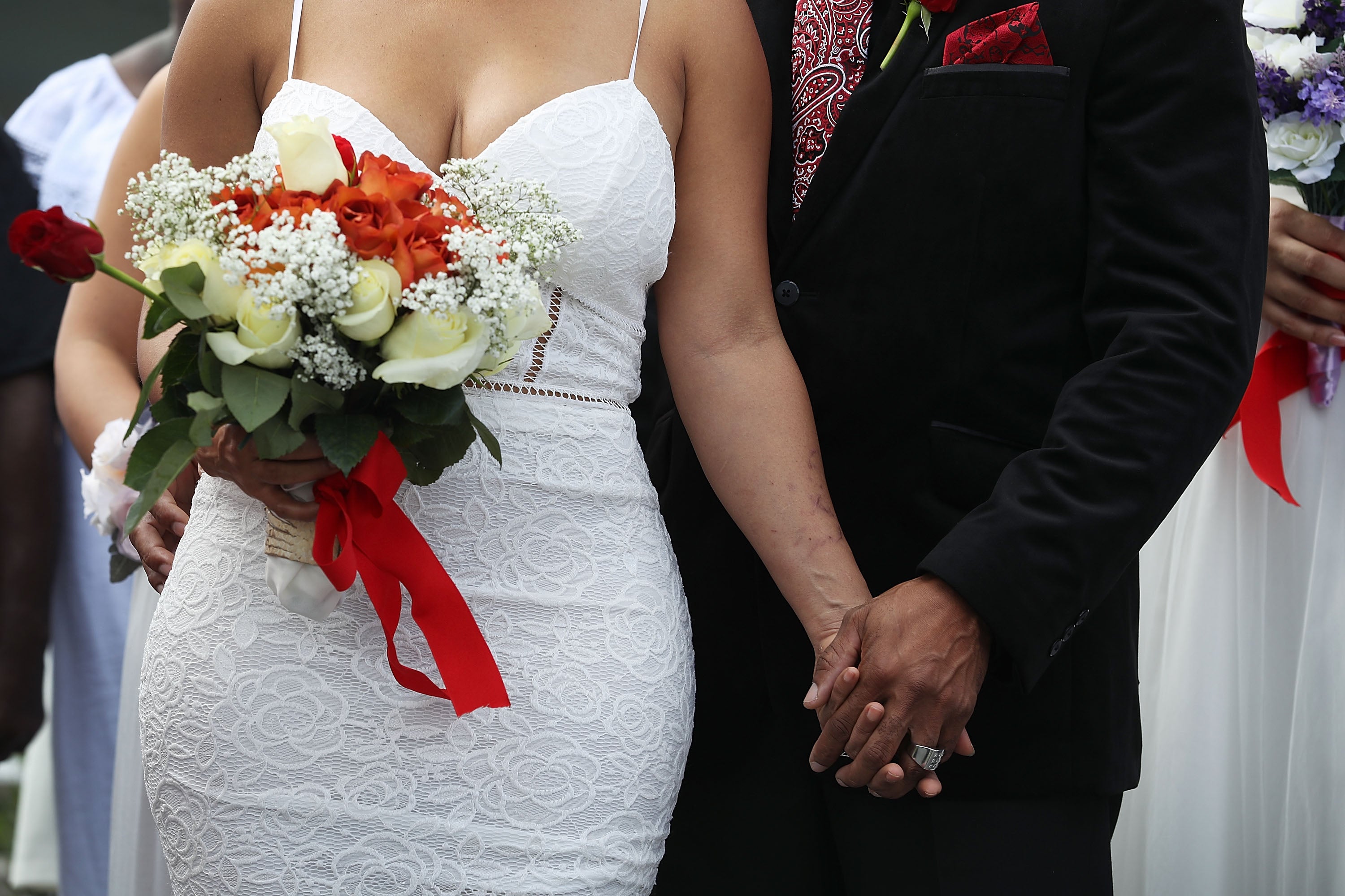A couple get married in West Palm Beach, Florida, in February 2017. While many weight loss drug users report benefits to their wellbeing while on the drugs, new research says they don’t see improvements to marriage, mental health or employment long-term
