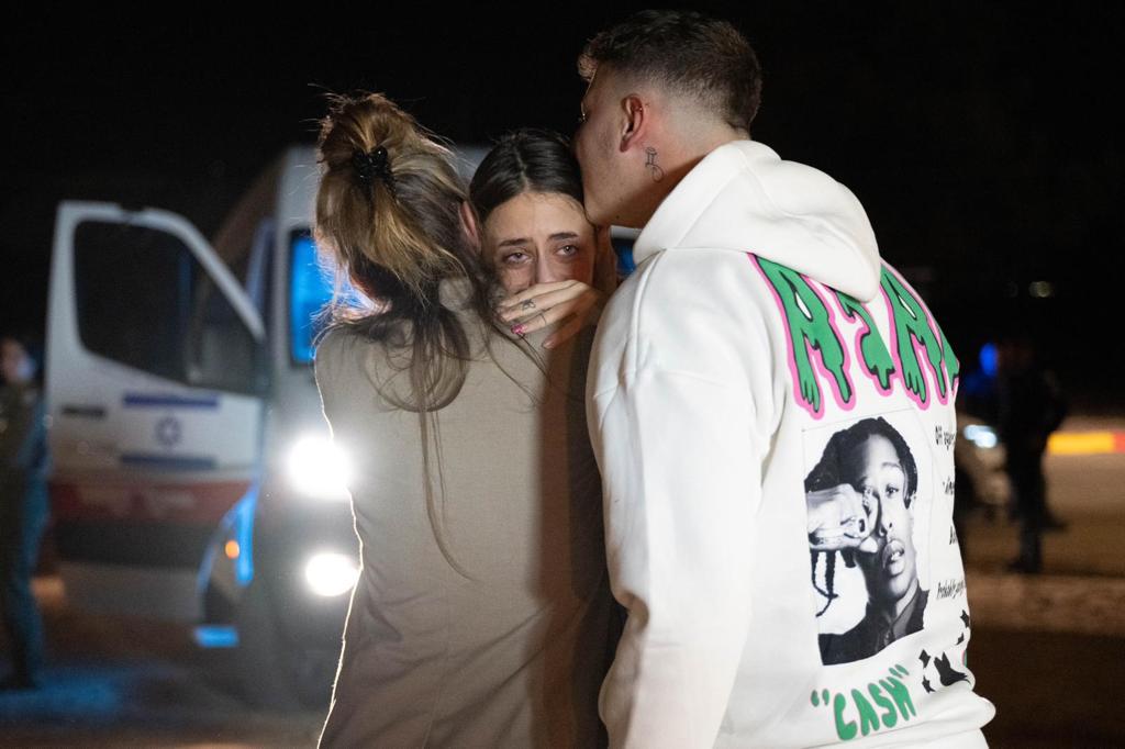 Mia Schem is reunited with her family following 55 days in Hamas captivity on November 30, 2023 in Be'er Sheva, Israel.