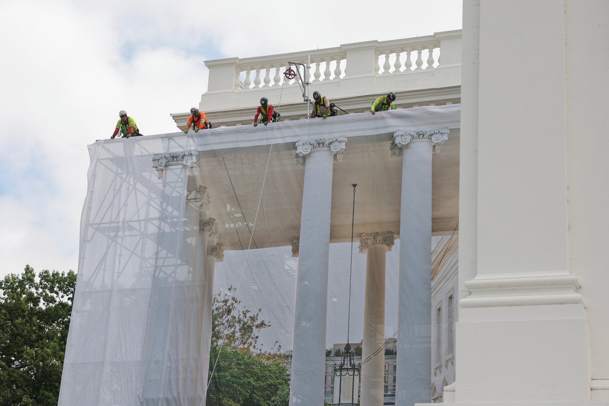 Shrouded In No Mystery At All: Trump Drapes North Portico In Tarp That Offers Peek At Latest White House Facelift