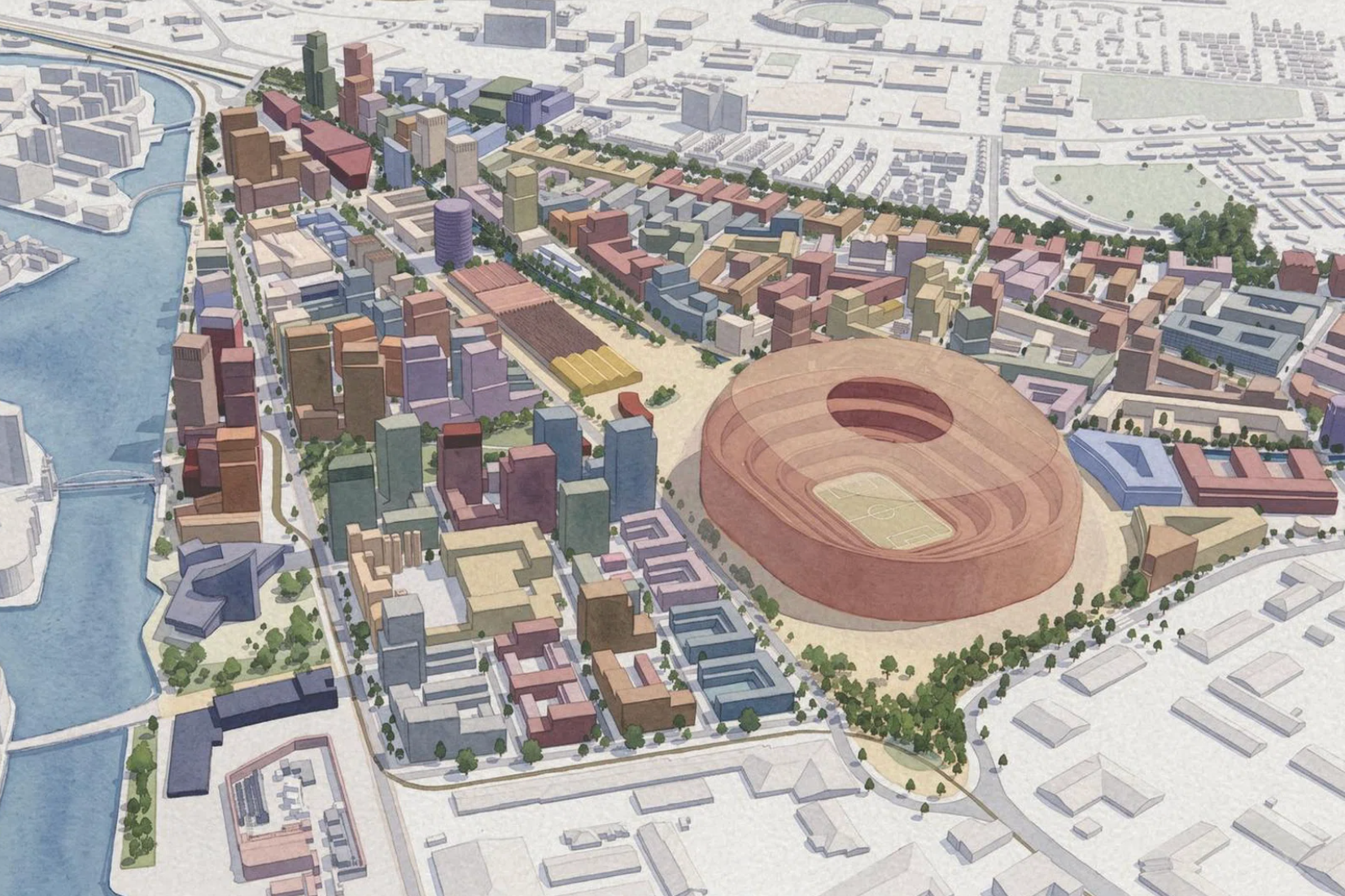 It will be the flagship landmark of the Trafford Wharfside regeneration project (Manchester United)