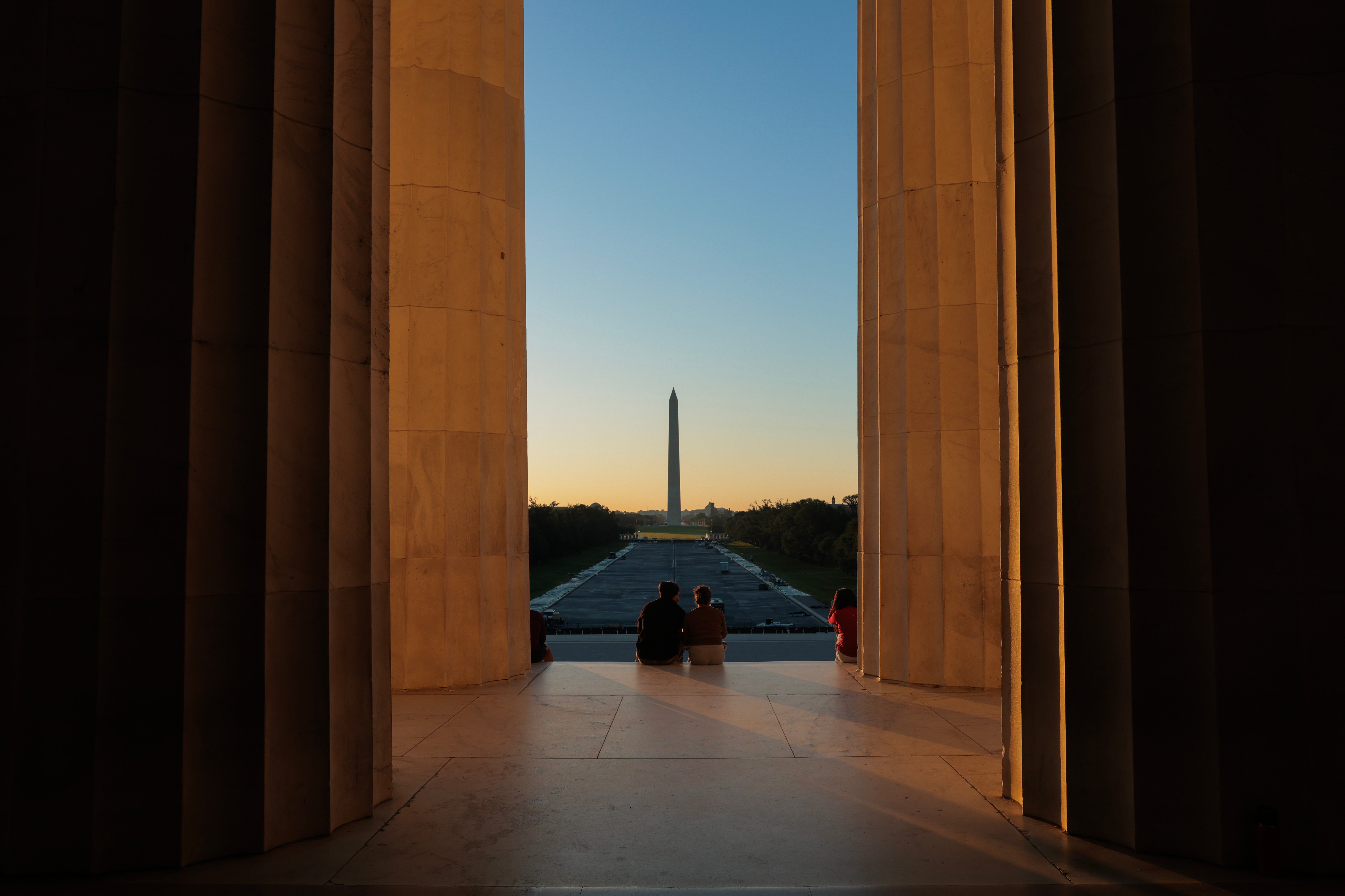 The sunrise is seen from the Lincoln Memorial on June 04, 2026 in Washington, DC