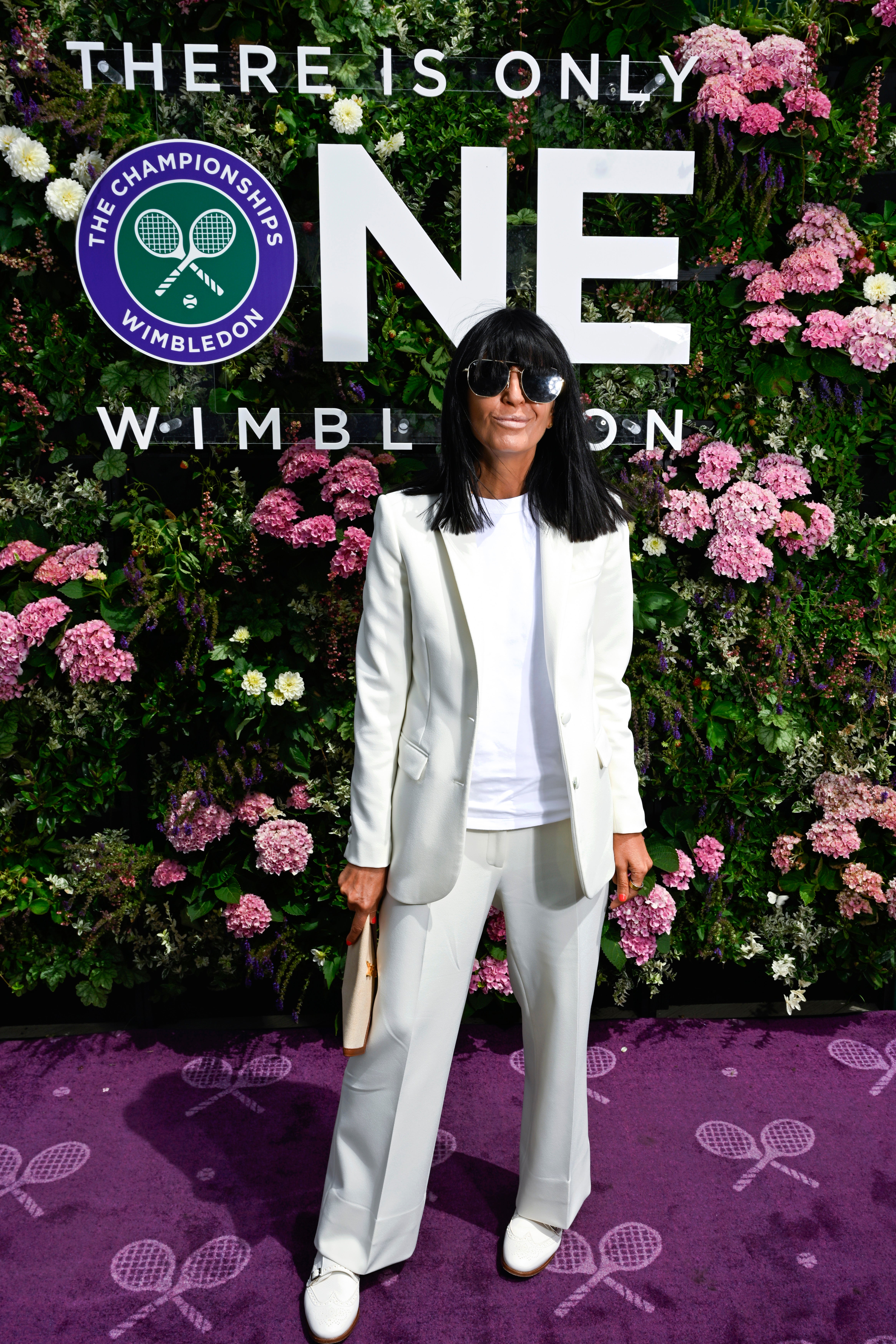 Claudia Winkleman rocks a white suit at Wimbledon (Getty)