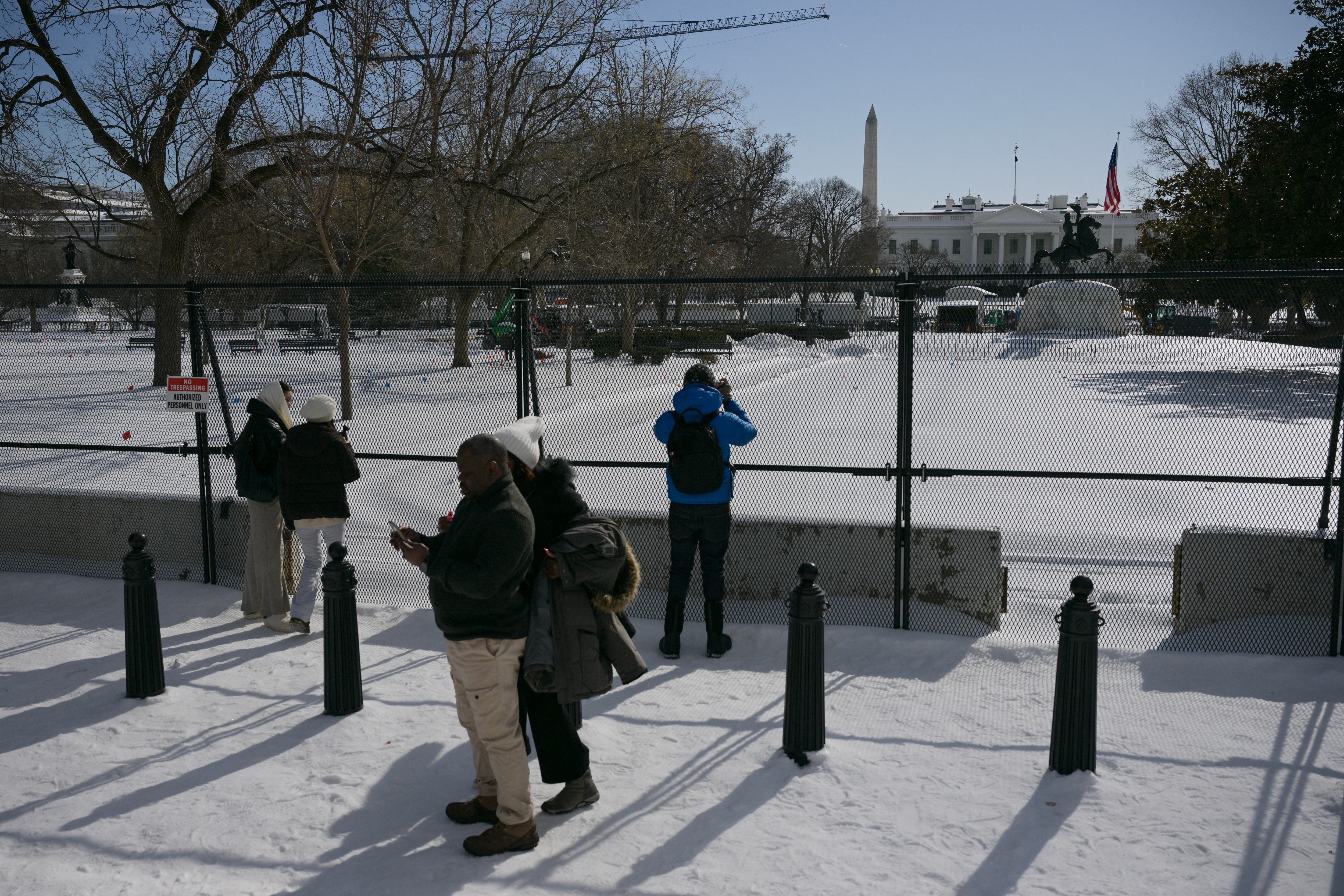 Additional fencing has been installed near the White House during time of heightened security. Fencing is seen in the snow in January 2026