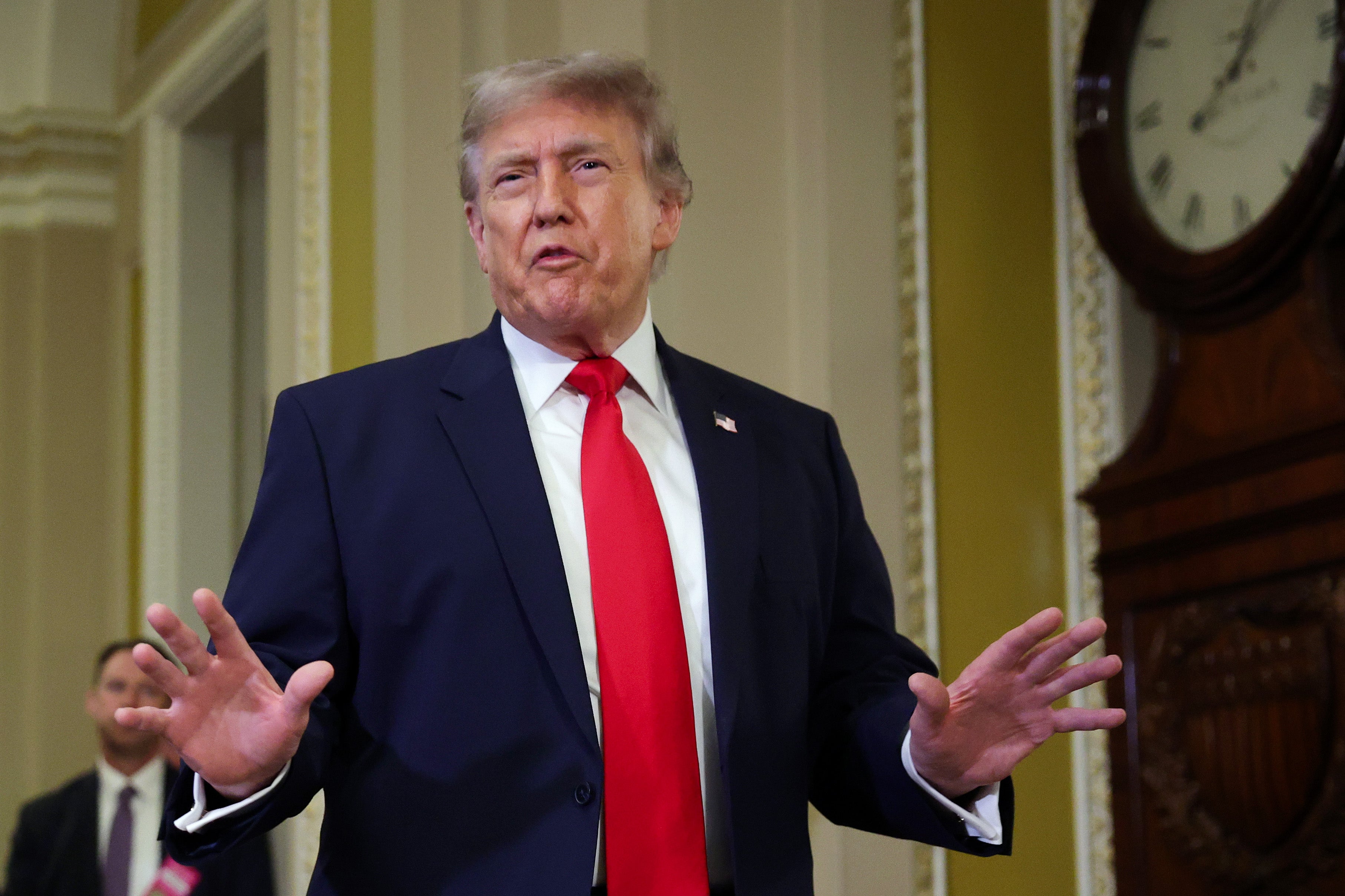 President Donald Trump went to U.S. Capitol on June 24 for a tense closed-door luncheon with the Republican Senate Steering Committee to push his SAVE America Act, which would impose strict voter ID and proof-of-citizenship requirements in federal elections.