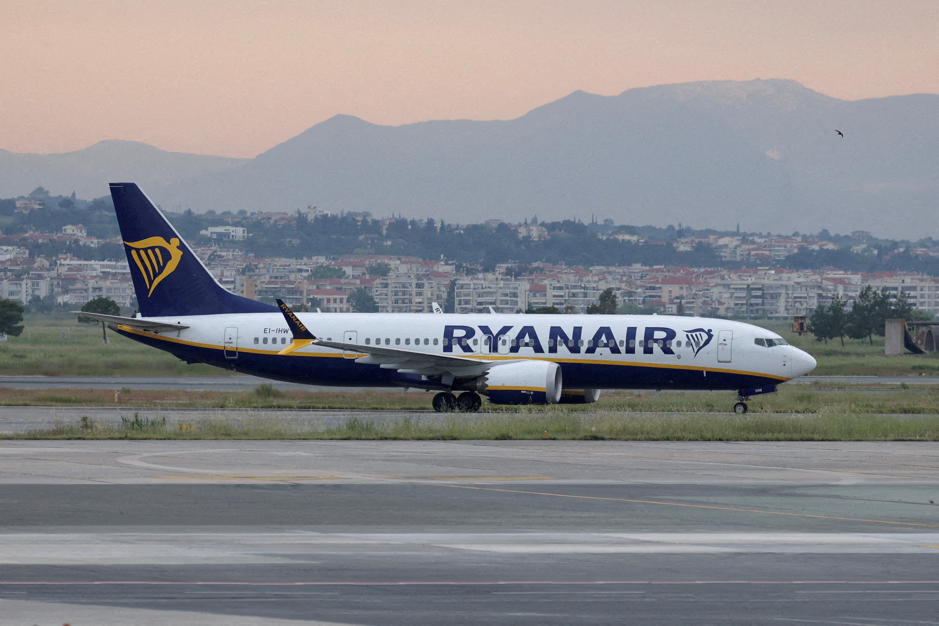 A Ryanair plane on the tarmac at Makedonia airport in Thessaloniki, Greece, in May (Reuters)