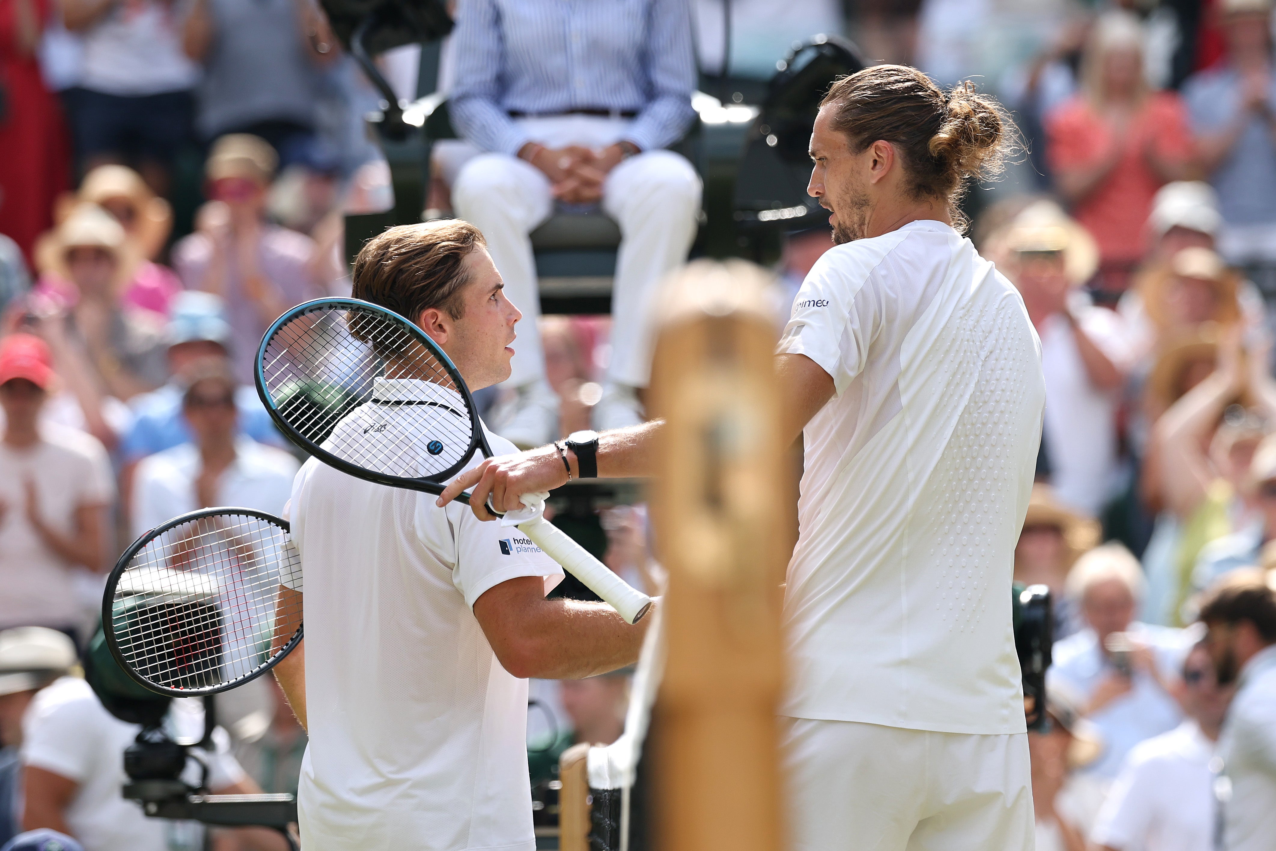 Fery was outhit and overpowered by Zverev, who stands nine inches taller than him at 6’6”