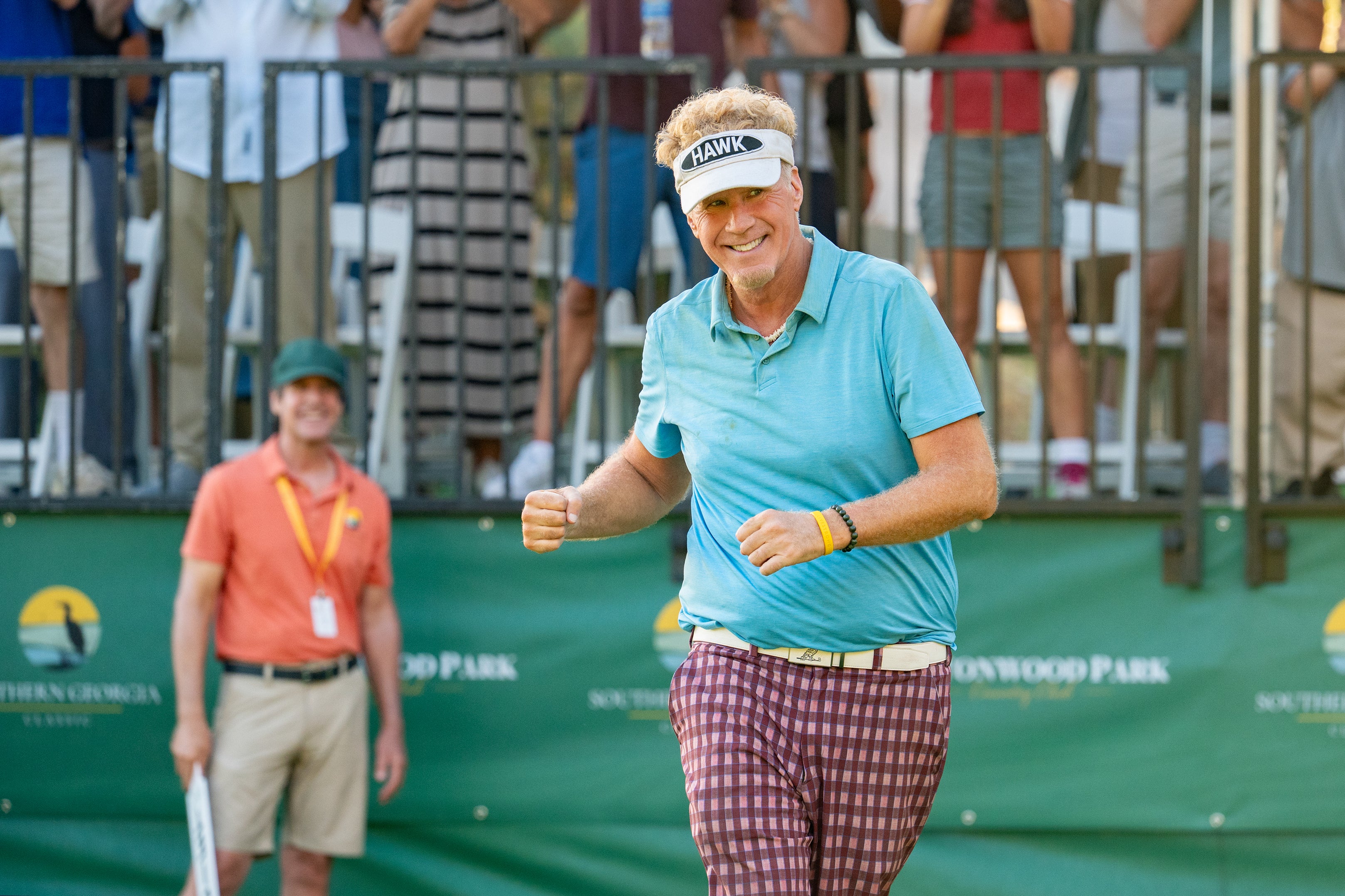 Will Ferrell plays former pro golfer Lonnie Hawkins in the Netflix show (© 2026 Netflix, Inc)