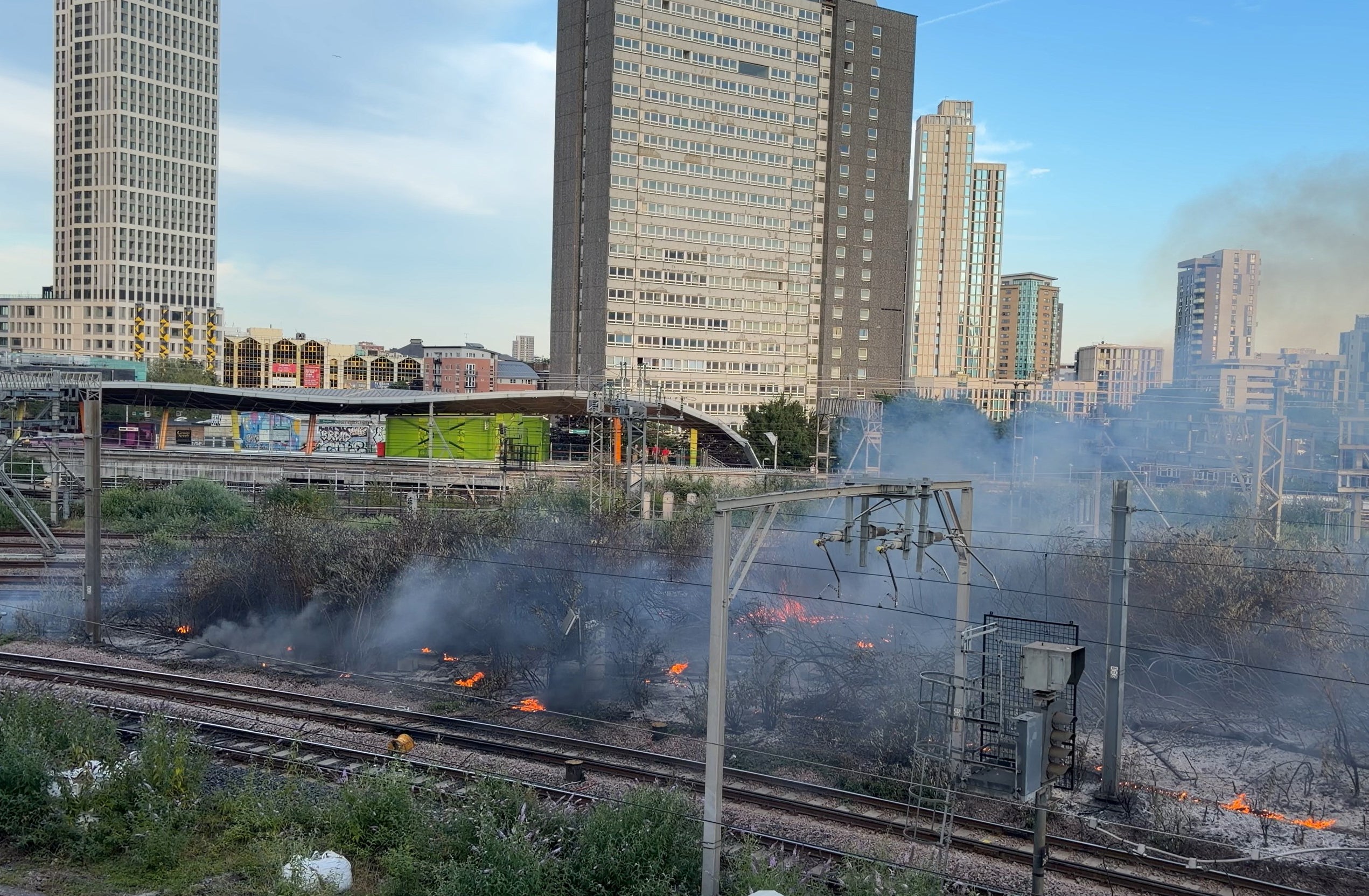 London train station closed as firefighters tackle blaze amid warning over ‘extreme’ wildfire risk