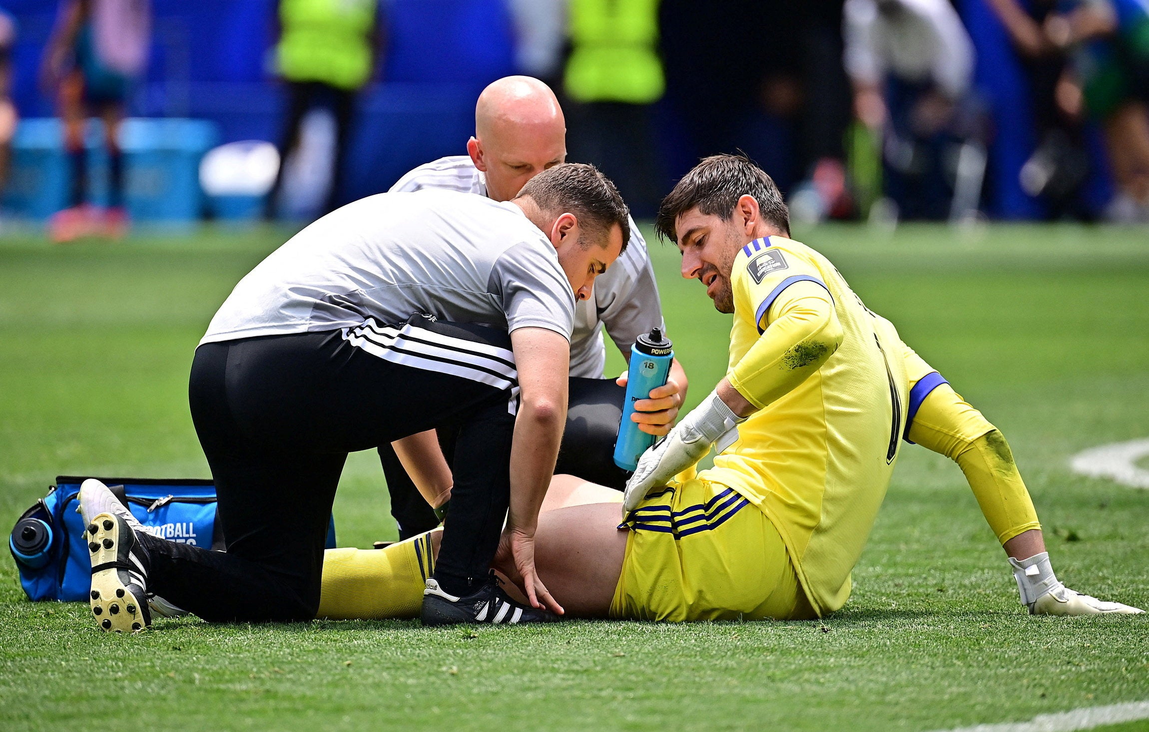 Thibaut Courtois was replaced in the second half after a thigh injury (Reuters)