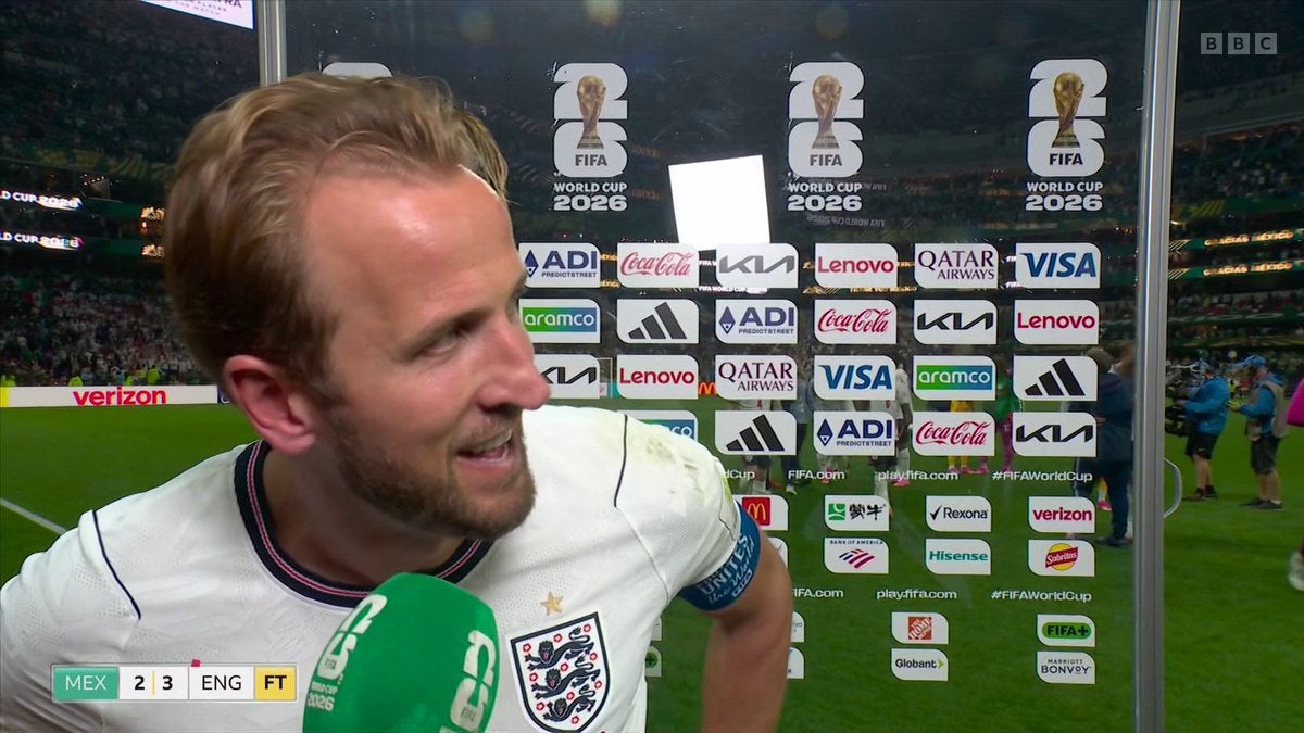 Kane being interviewed by Somers after England's victory