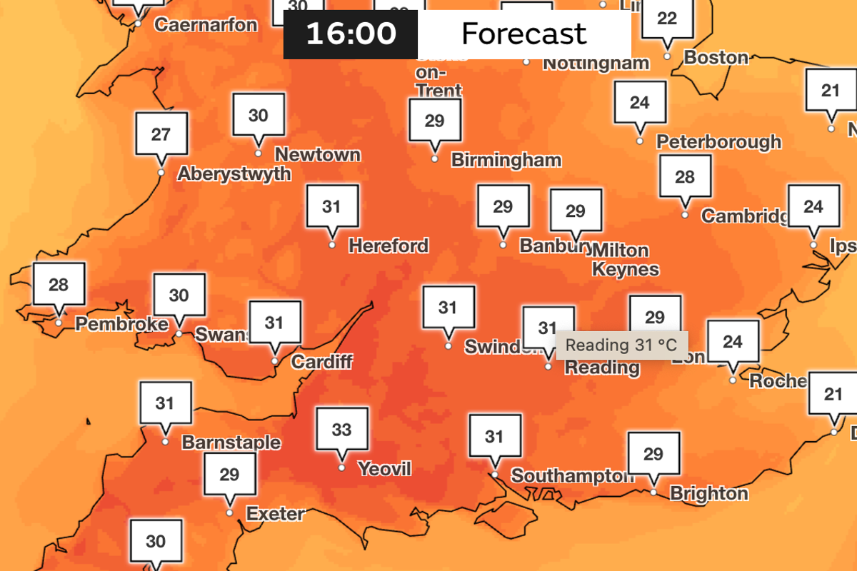 UK heatwave map: Where temperatures are expected to reach 33C this weekend with risk of thunderstorms – UK Times UK heatwave map: Where temperatures are expected to reach 33C this weekend with risk of thunderstorms – UK Times
