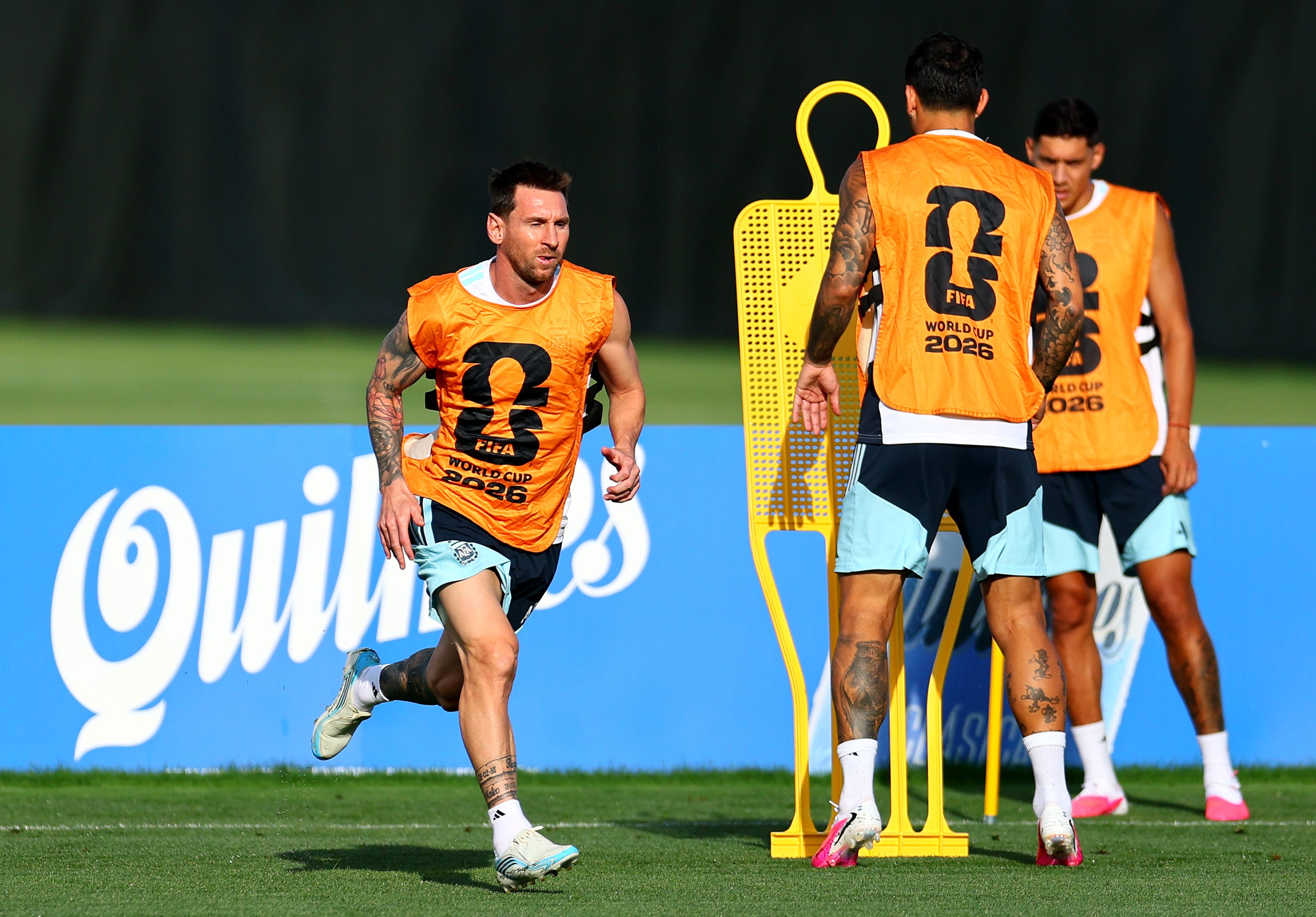 Lionel Messi #10 of Argentina attends a training session