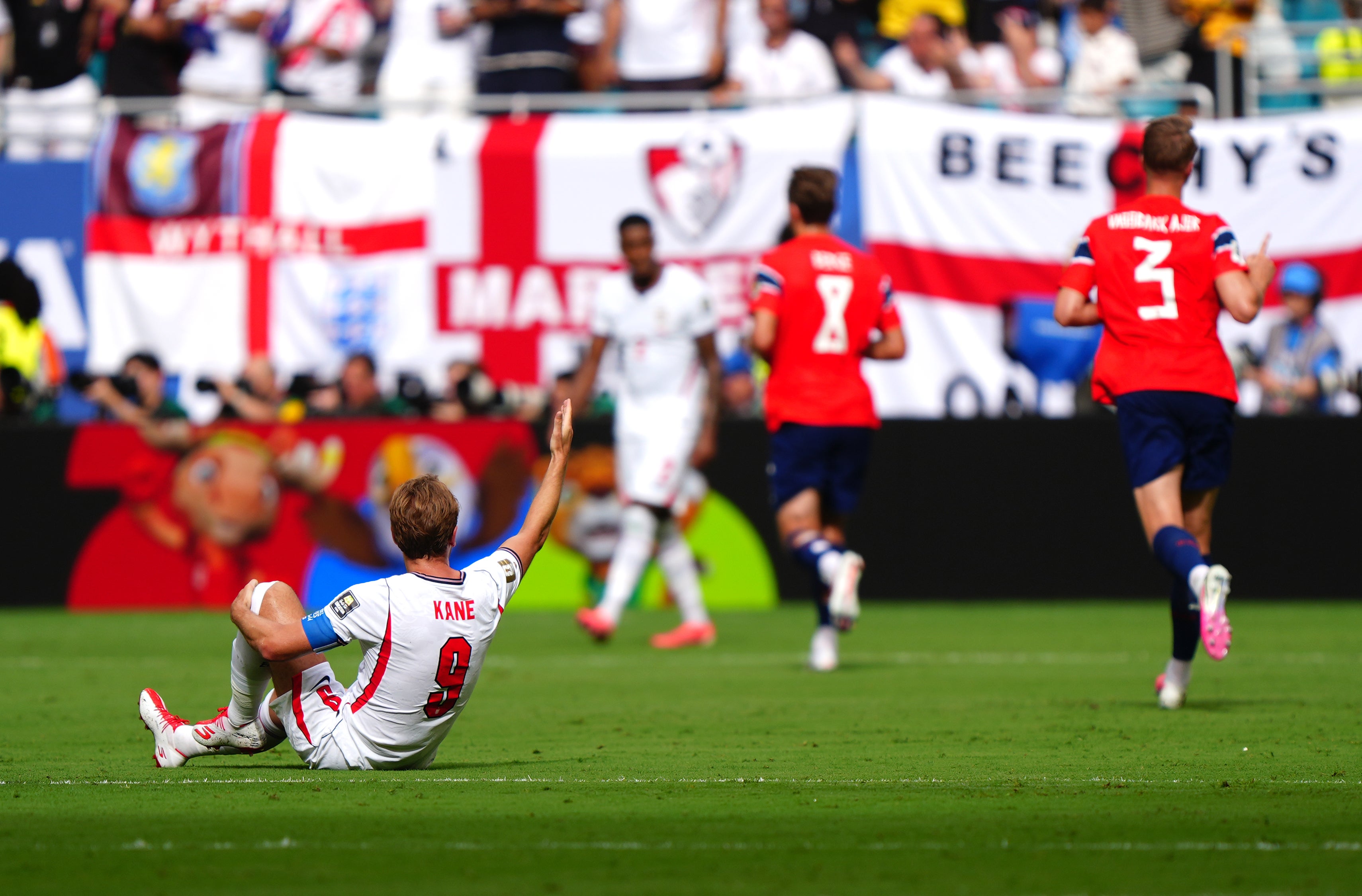 Harry Kane was brought down in the build-up to Norway's opener
