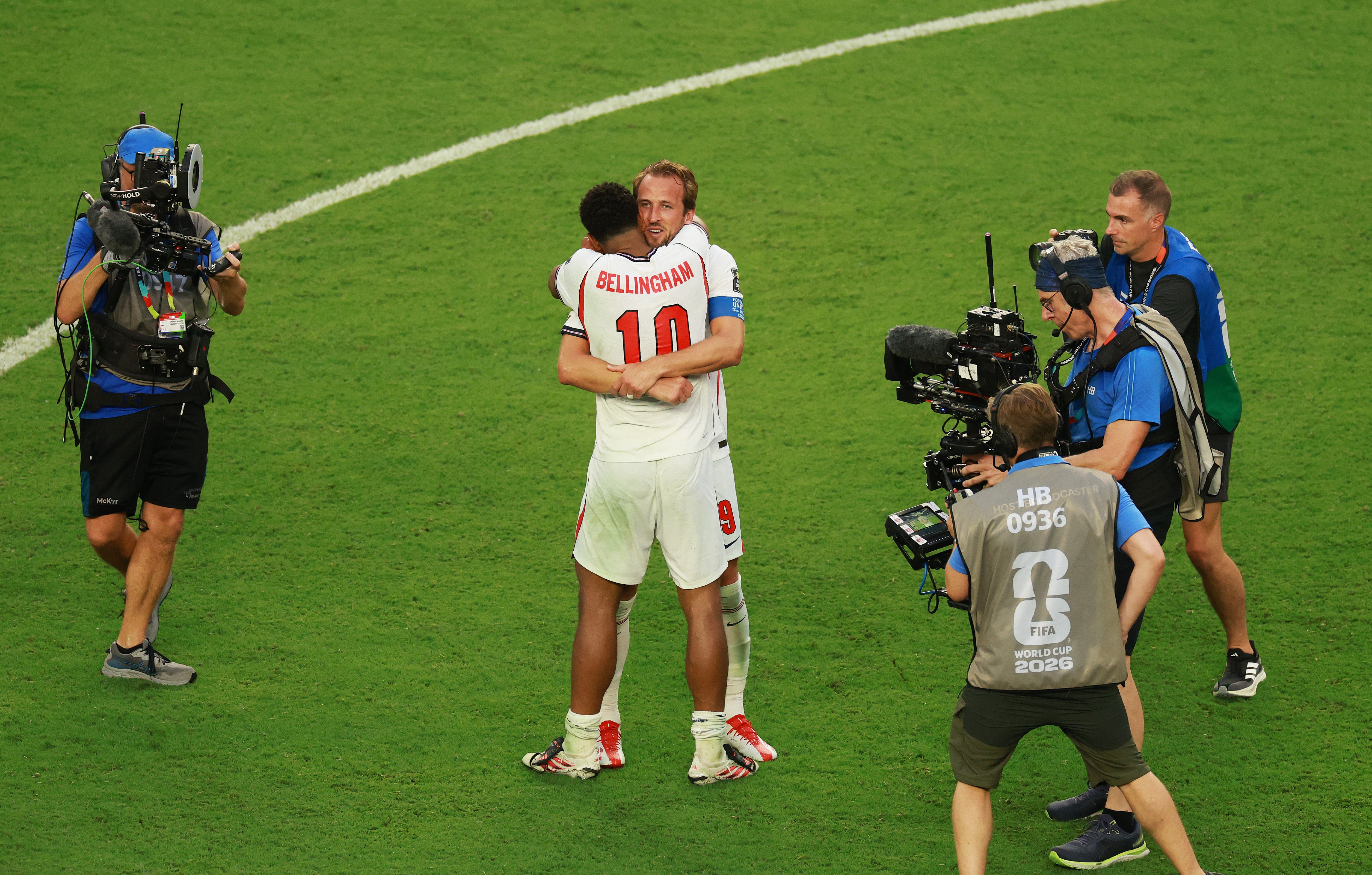 Jude Bellingham #10 and Harry Kane #9 of England celebrate (Getty)