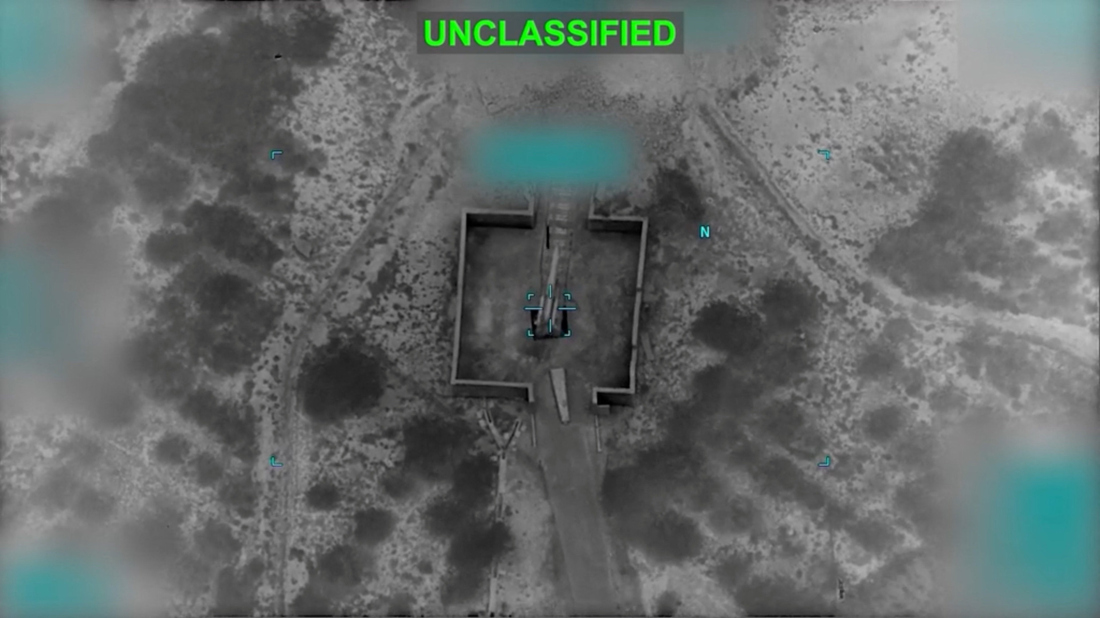 A projectile falls at an unknown location, following what CENTCOM said were strikes on Iranian military targets