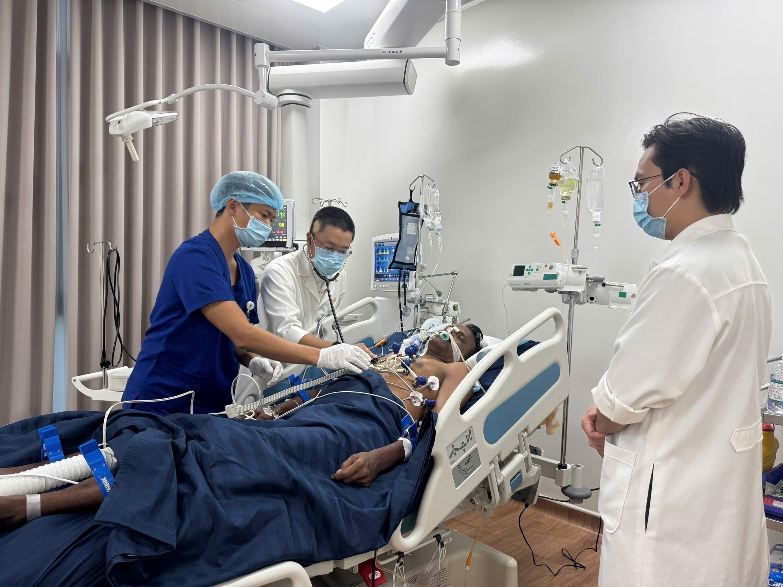 An Indian tourist rescued from the capsized speedboat receives treatment at a hospital in Phu Quoc, Vietnam