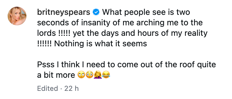 Britney Spears told fans on Instagram that ‘nothing is what it seems’ in response to photos of her riding on a LA freeway