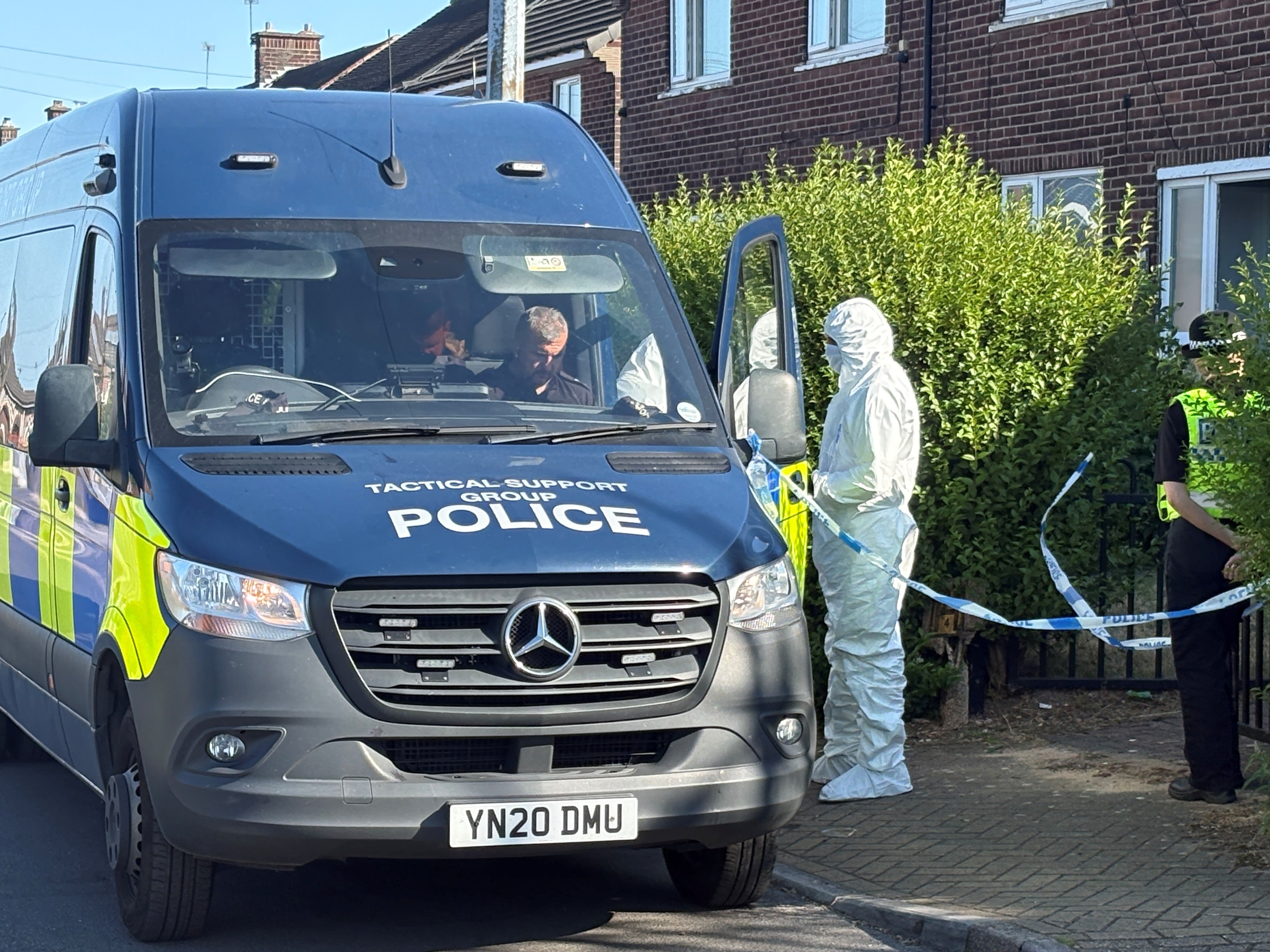 Police in Bryley Road in Rotherham after the arrest of a man on Saturday (Dave Higgens/PA)
