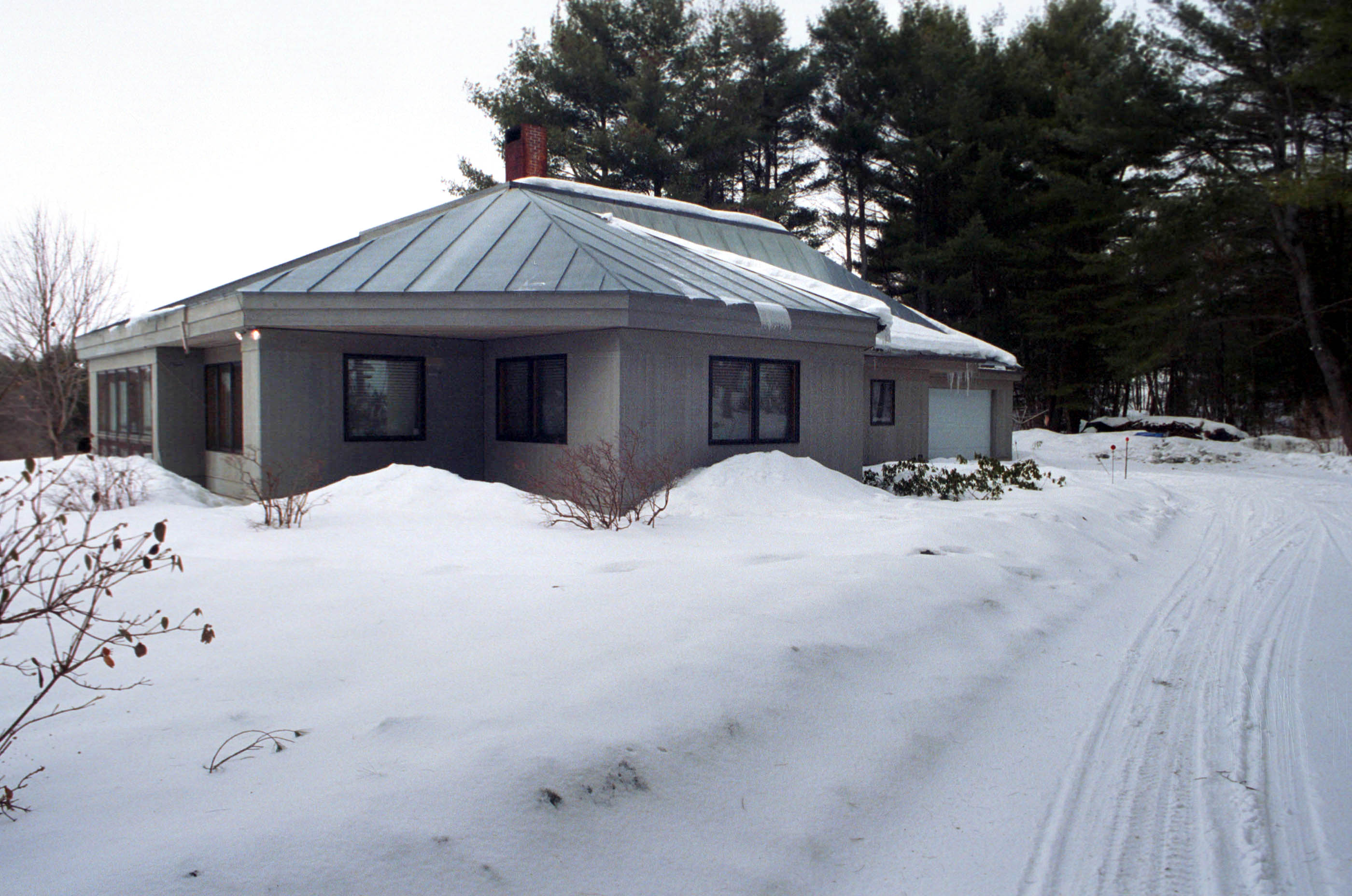 The home of Dartmouth College professors, Half and Susanne Zantop stands empty February 28, 2001 in Hanover, NH