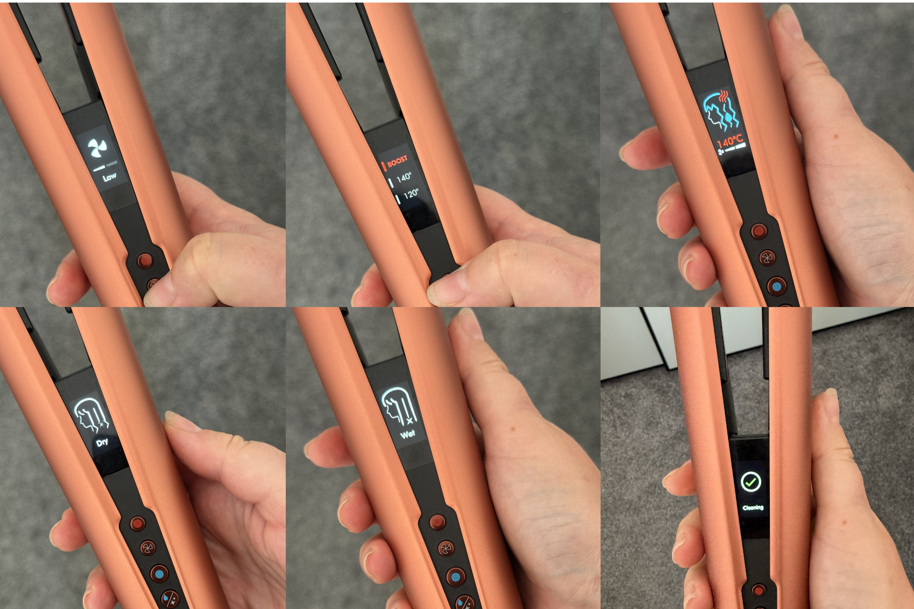 The display makes it easy to monitor what mode, temperature and speed you're using (Lucy Smith/The Independent)