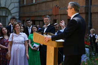 Keir Starmer speaks as he hosts a reception with the Jewish community to discuss efforts to tackle antisemitism