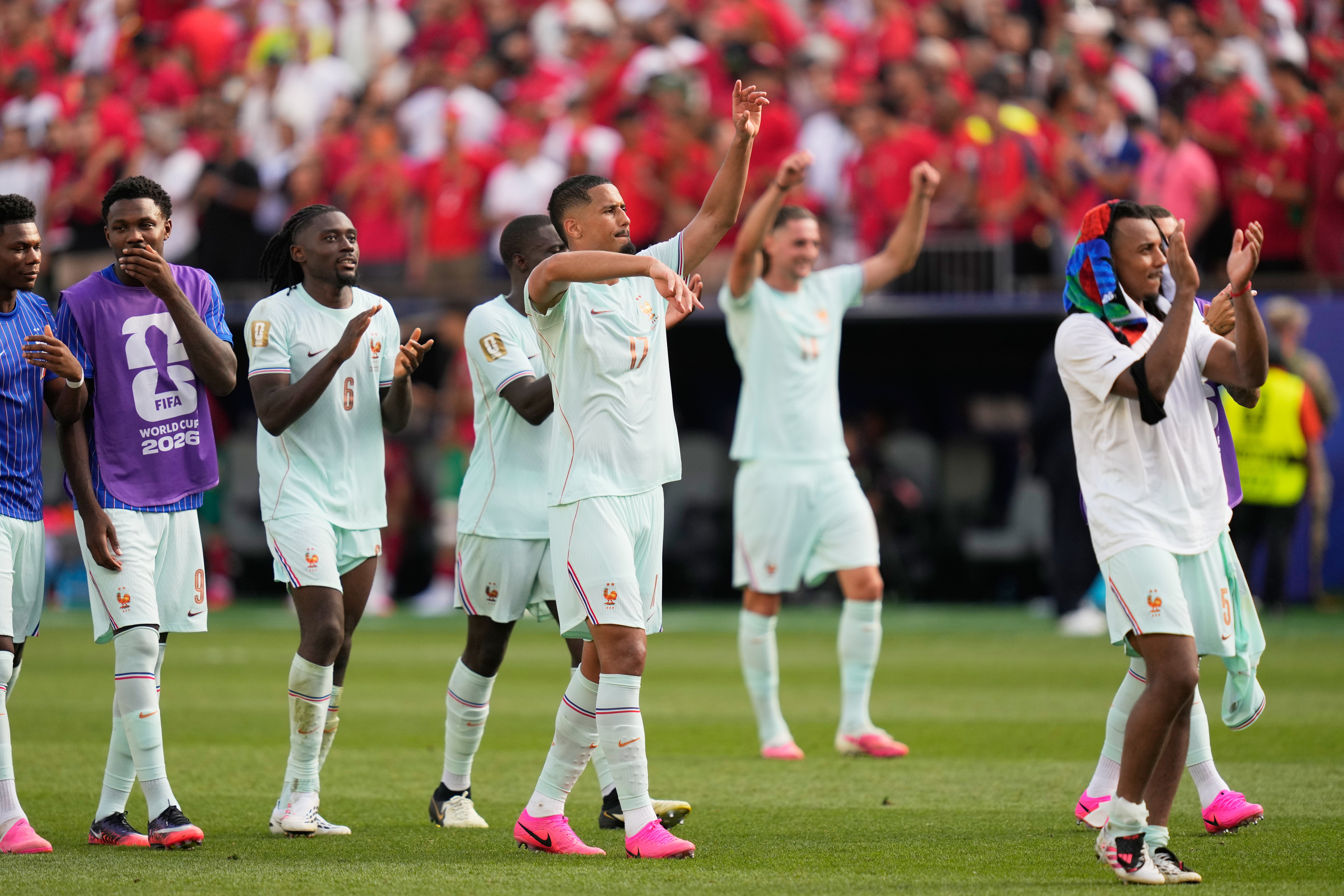 France defeated Morocco to set up a semi-final with Spain (Charles Krupa/AP)