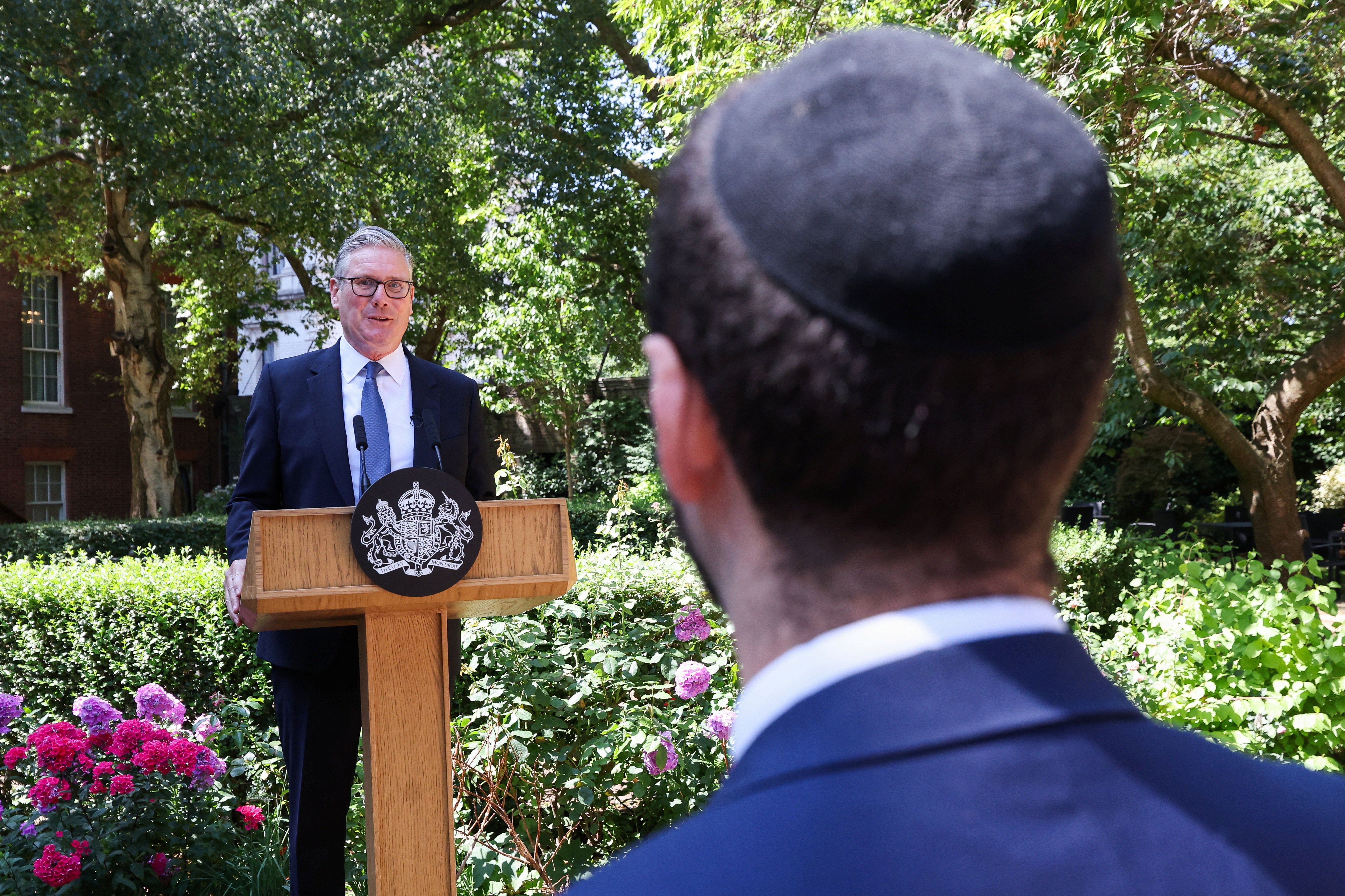 Starmer announced the proscription to representatives of the Jewish community in the Downing Street garden (Getty)