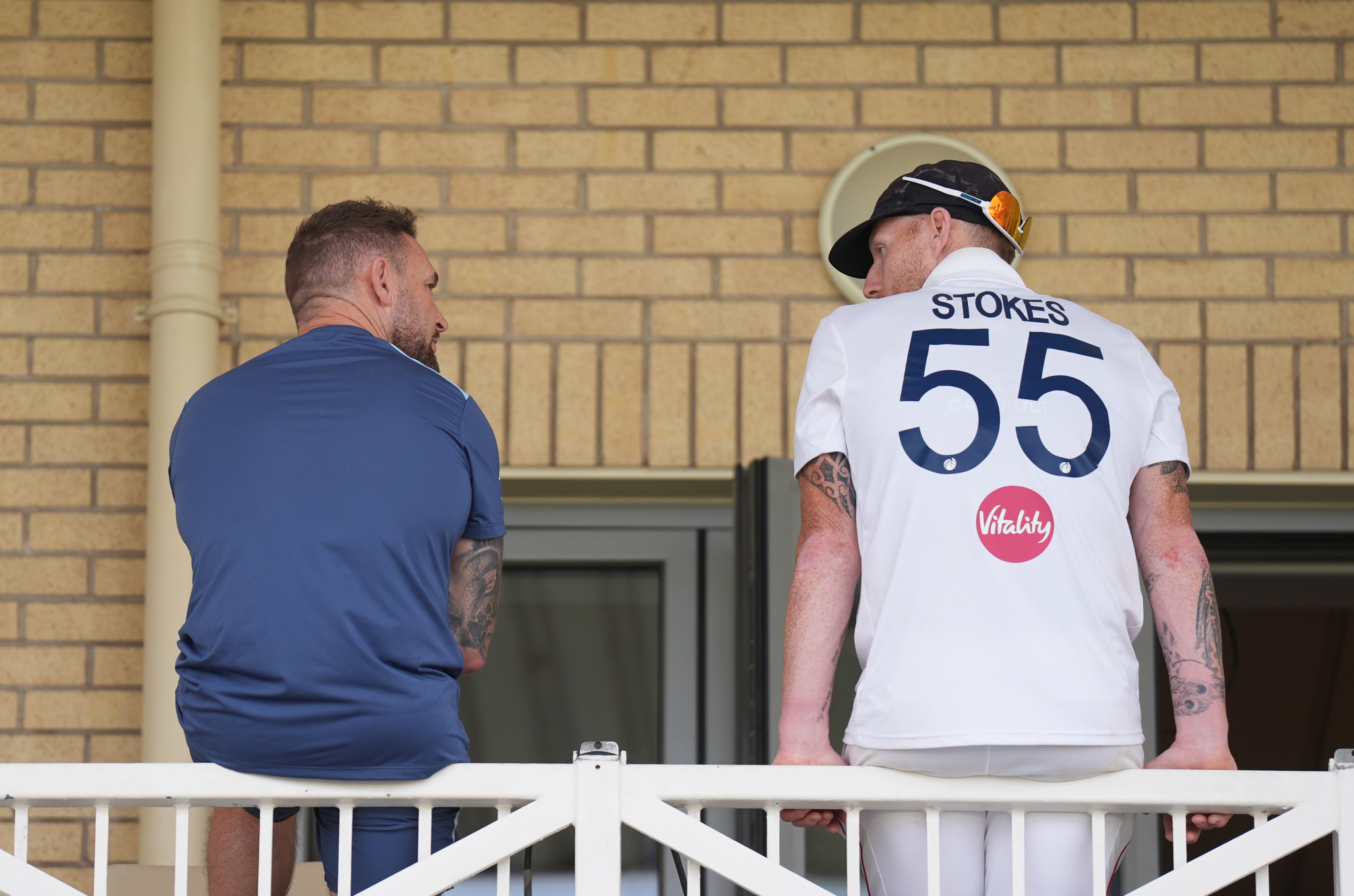 McCullum follows captain Ben Stokes, right, off the Test stage (PA Wire)
