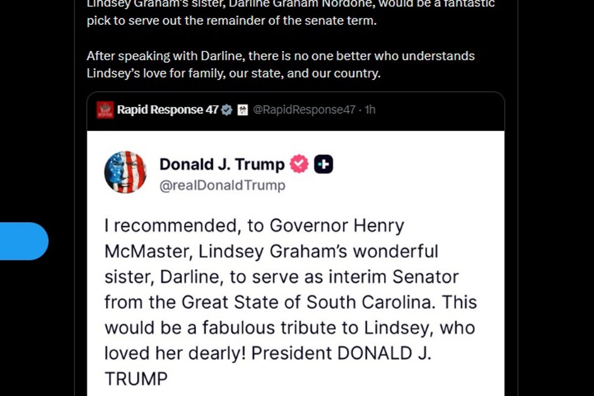 Trump’s idea for Lindsey Graham’s sister to replace him in Senate gains steam: ‘No one better’ – UK Times Trump’s idea for Lindsey Graham’s sister to replace him in Senate gains steam: ‘No one better’ – UK Times